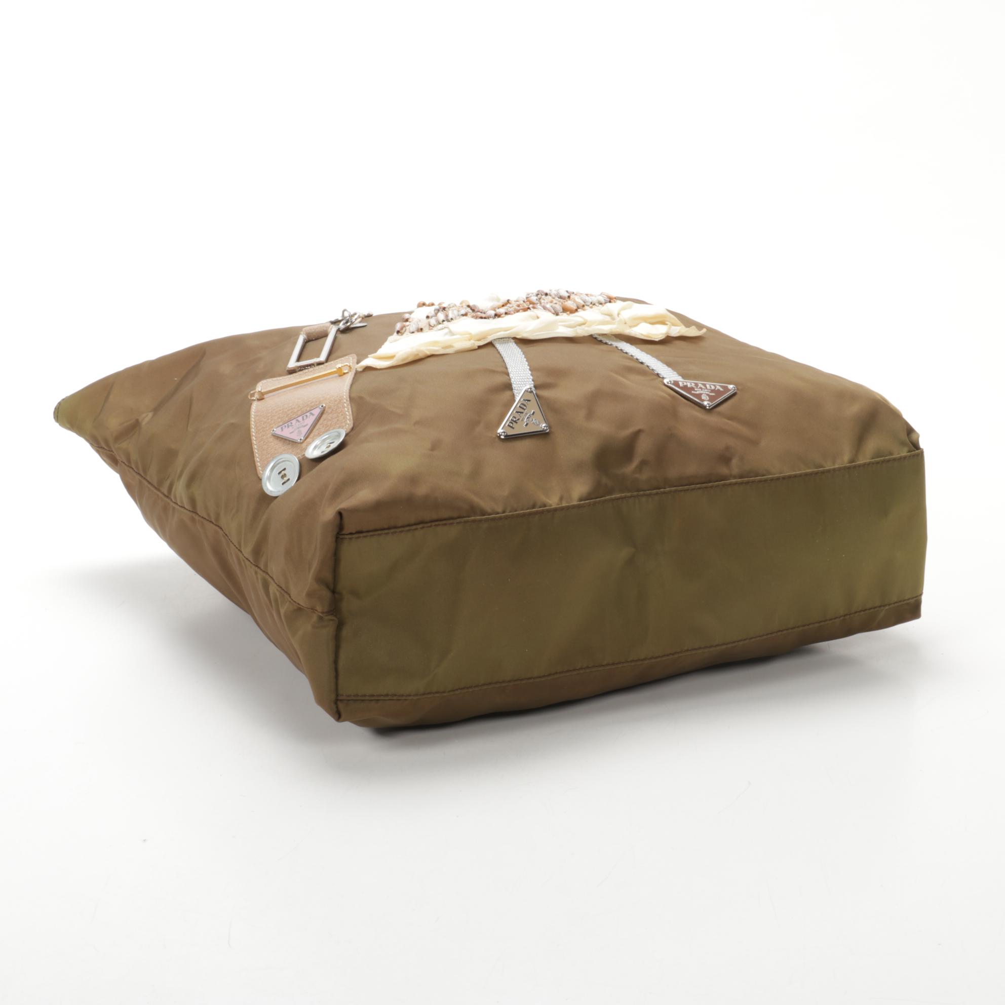 Prada Robot Tote Bag in Olive Tessuto Nylon