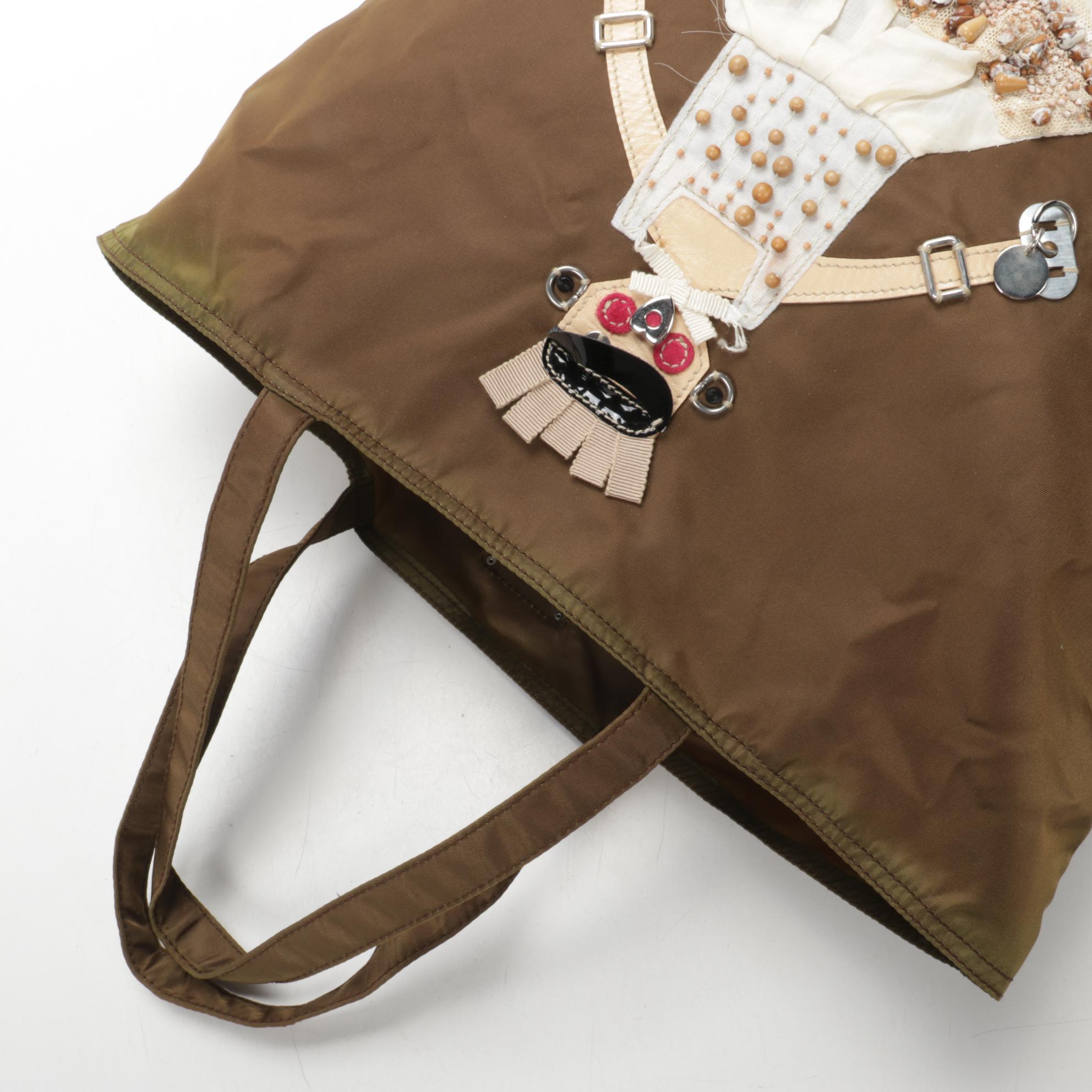 Prada Robot Tote Bag in Olive Tessuto Nylon