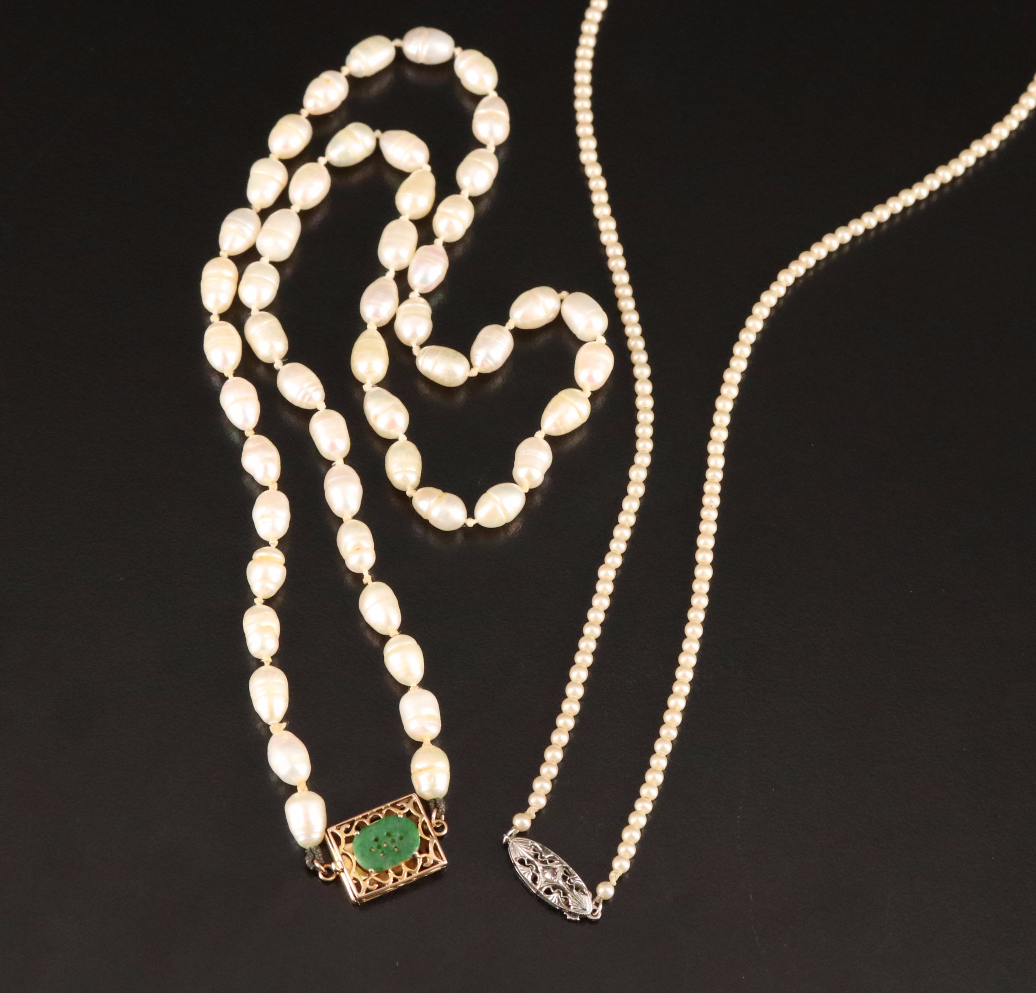 Necklaces with Vintage 14K Clasps, Gemstones and Baroque Pearls