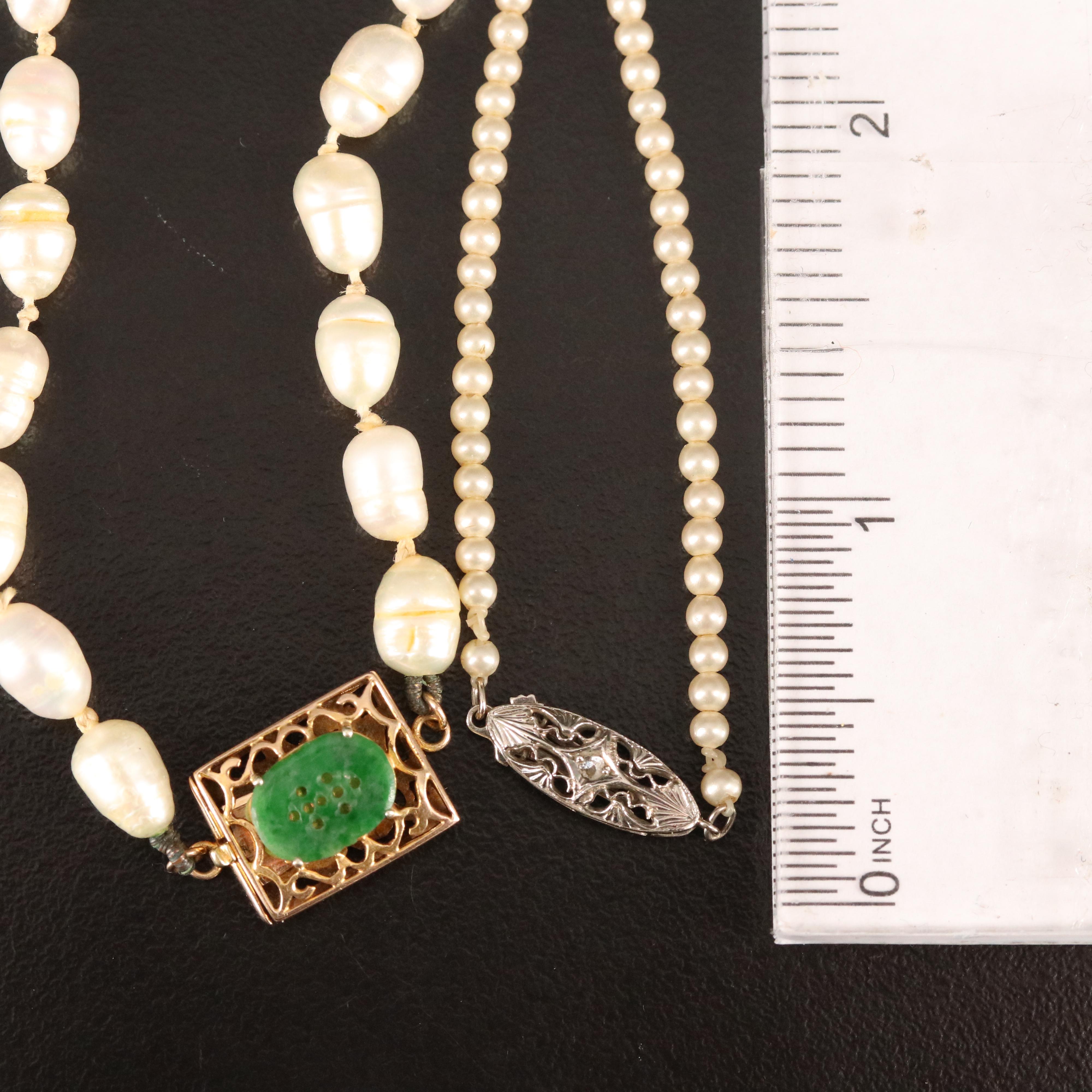 Necklaces with Vintage 14K Clasps, Gemstones and Baroque Pearls