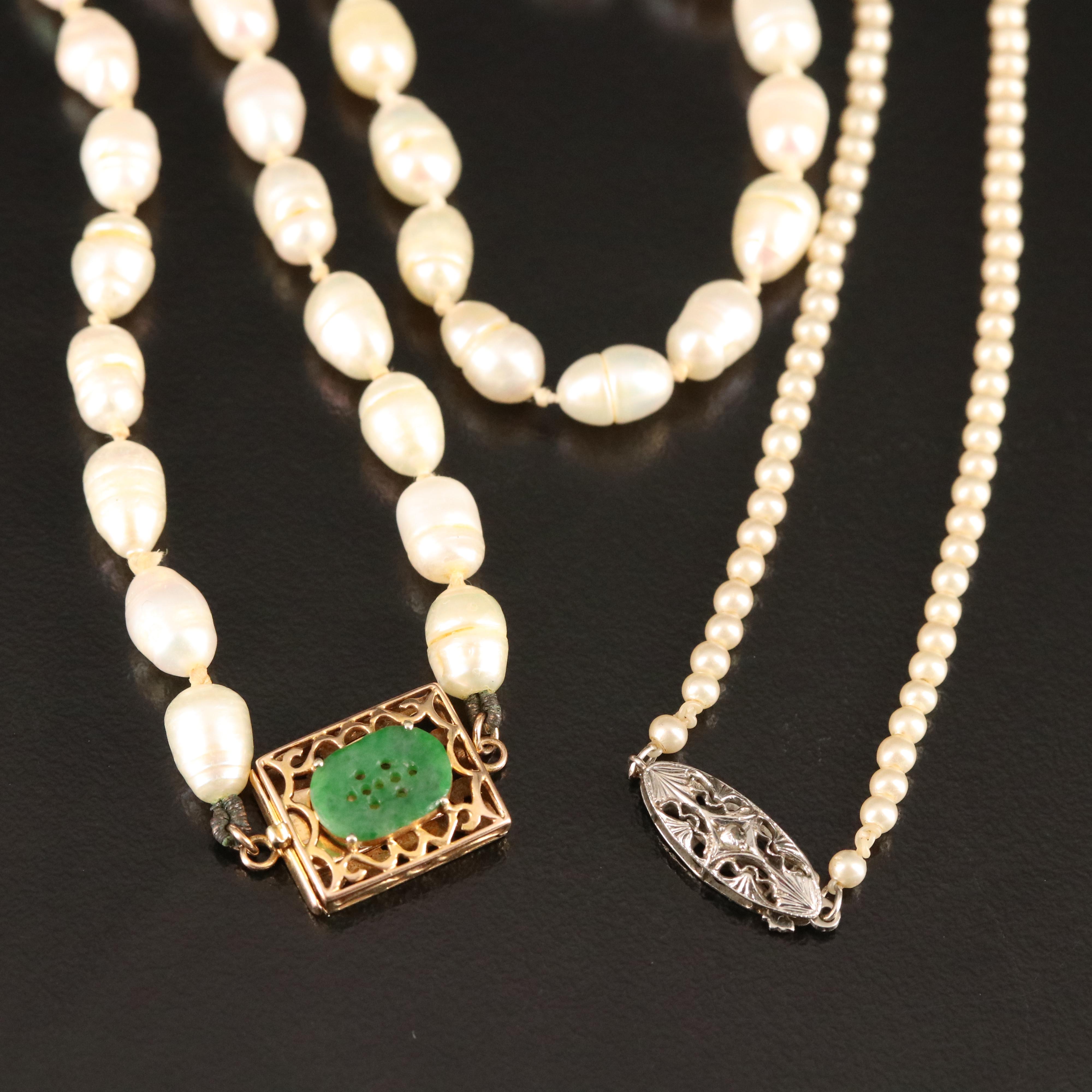 Necklaces with Vintage 14K Clasps, Gemstones and Baroque Pearls