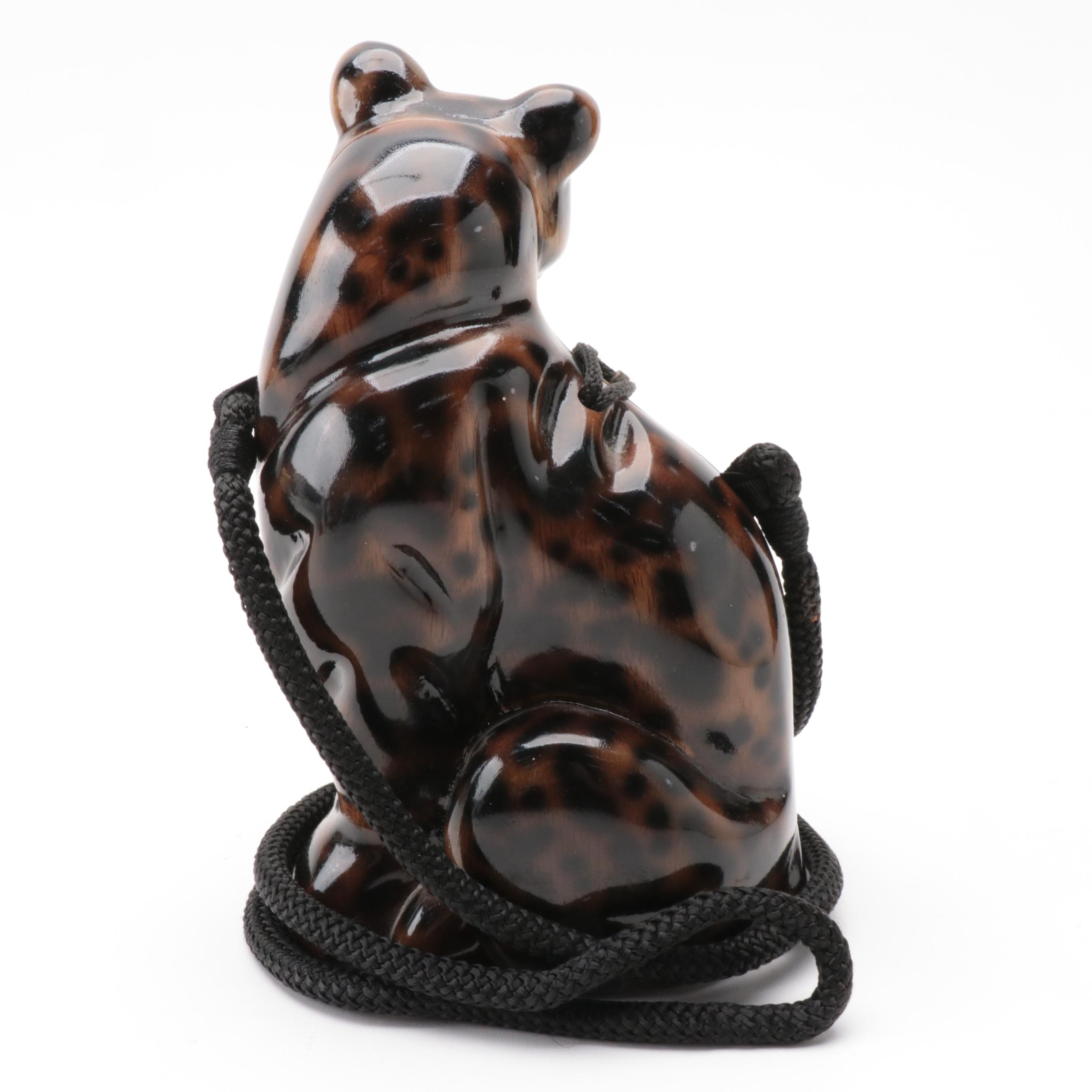 Timmy Woods of Beverly Hills Carved Acacia Wood Cheetah Crossbody Hinged Purse