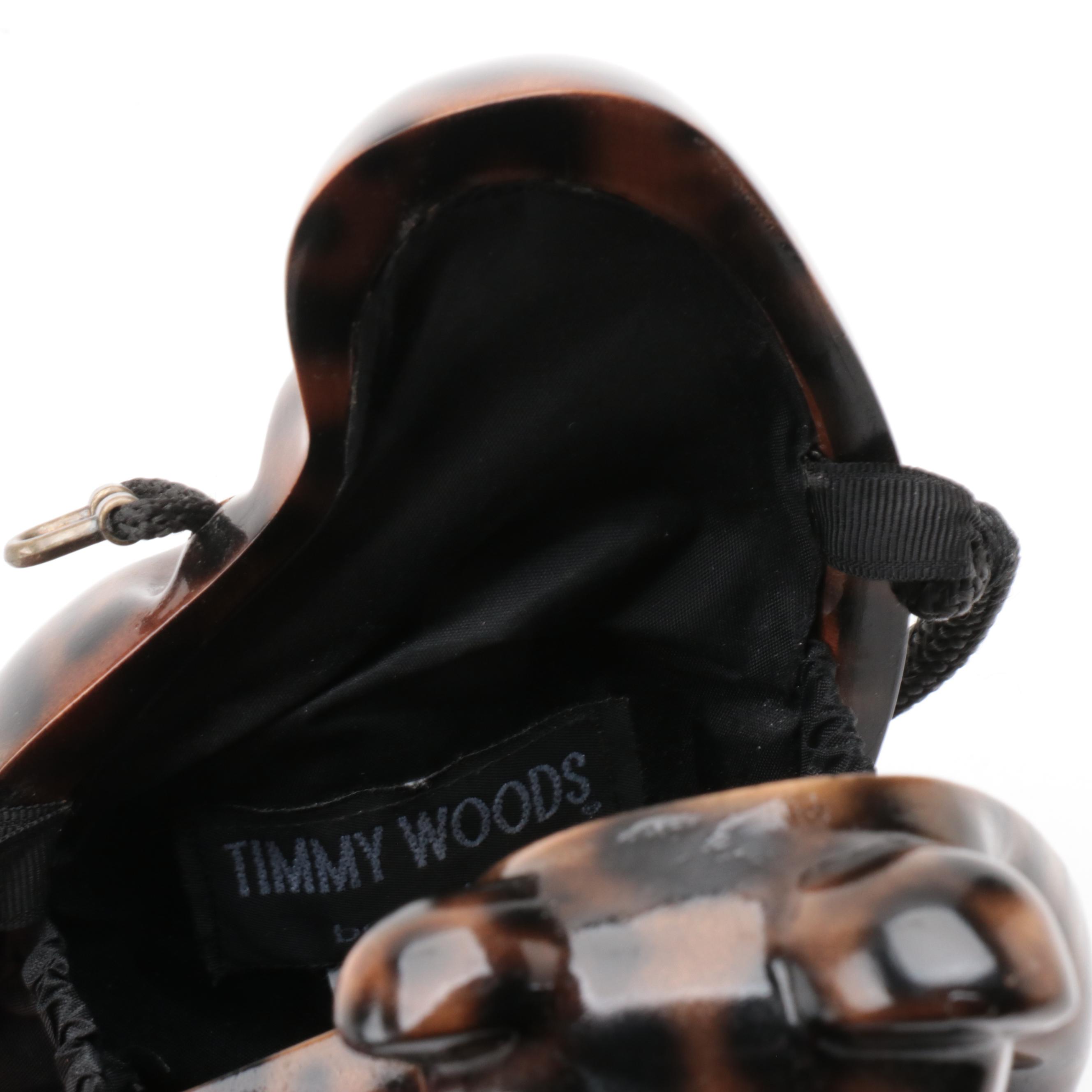 Timmy Woods of Beverly Hills Carved Acacia Wood Cheetah Crossbody Hinged Purse