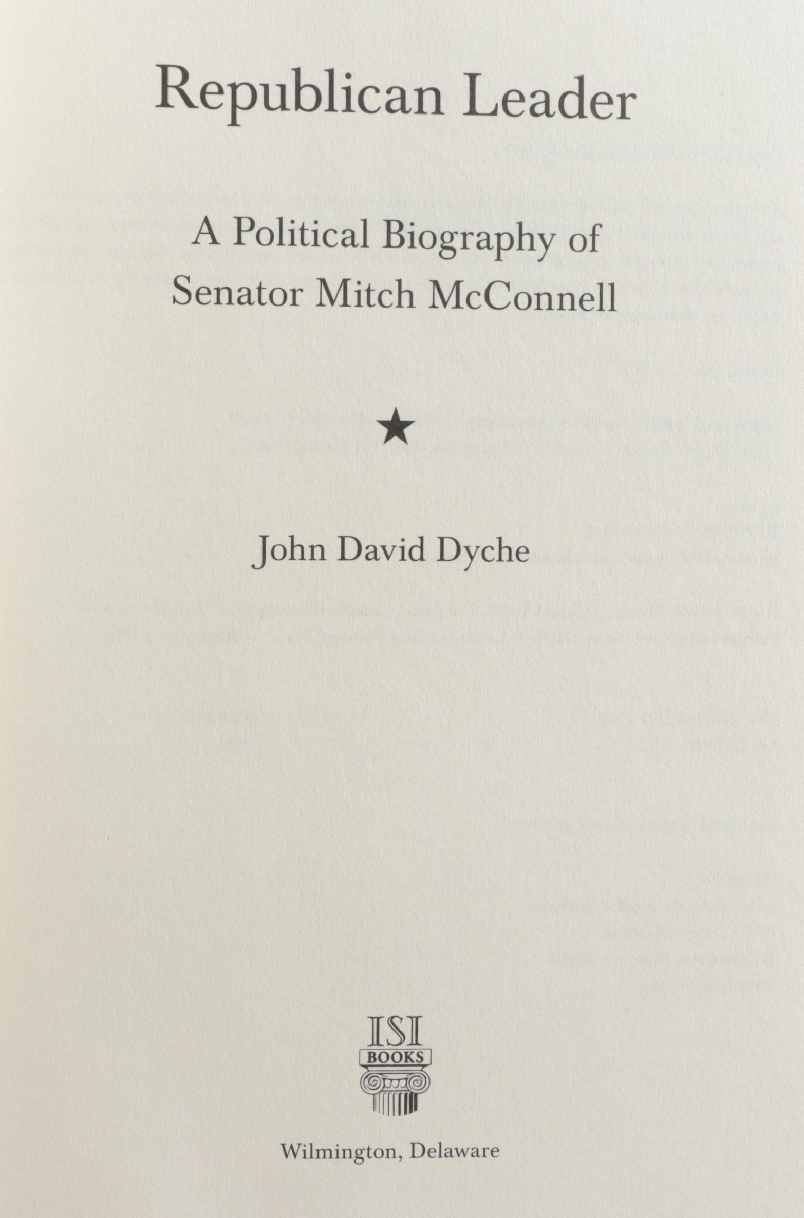 Mitch McConnell Signed "Republican Leader" by John David Dyche, 2009