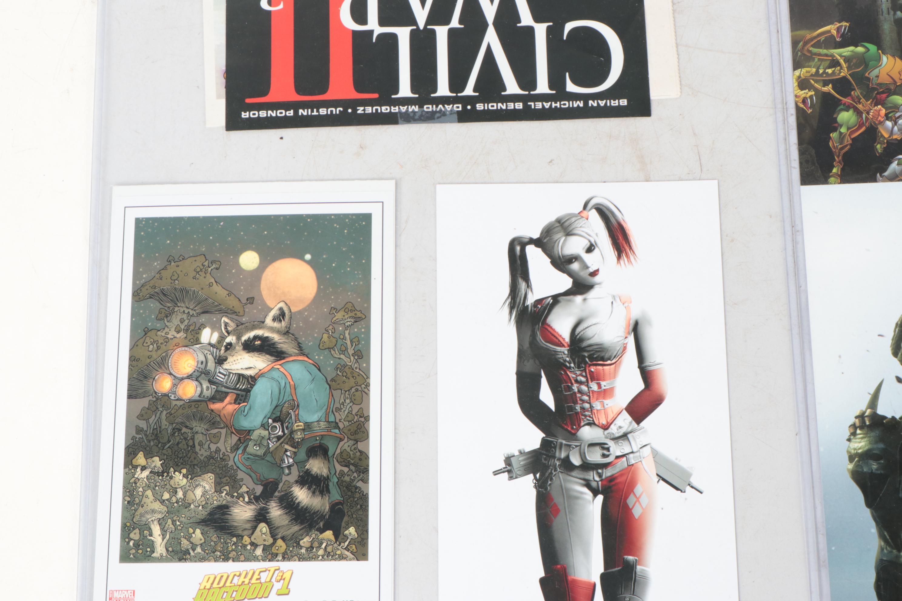 Sterling Clark Signed "Harley Quinn" Drawing and Other Comic Book Drawings