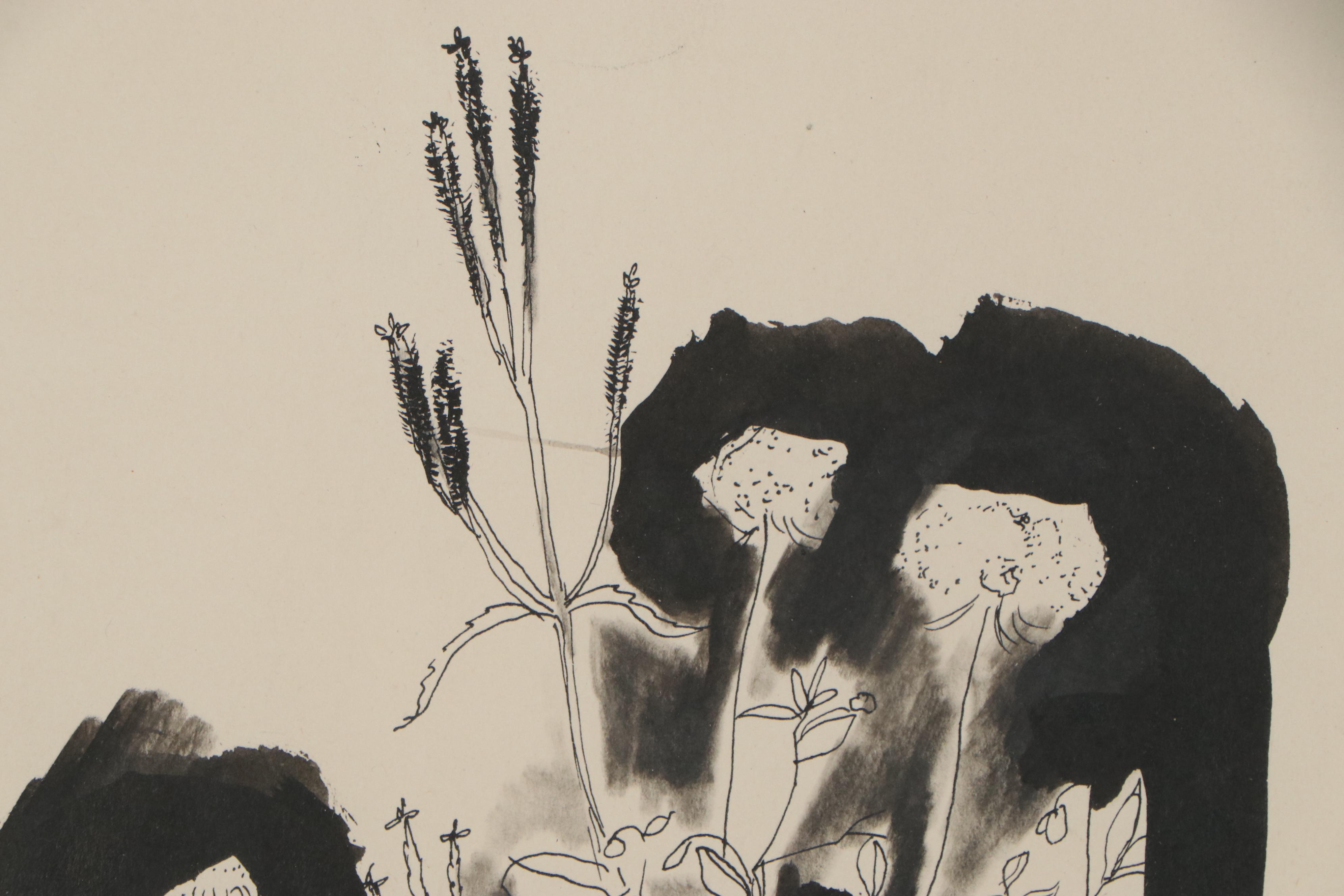 Yasuo Kuniyoshi Floral Still Life Ink Painting, 20th Century