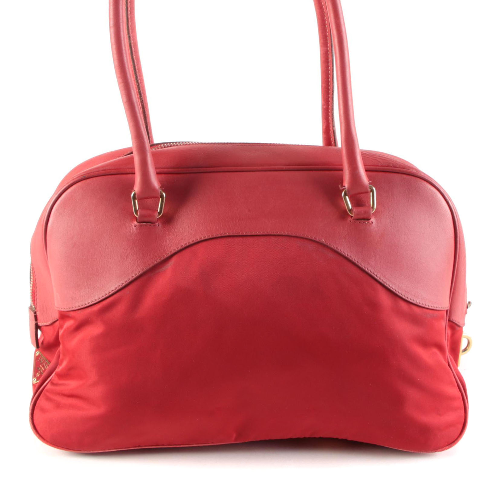 Prada Bowler Bag in Red Nylon and Leather