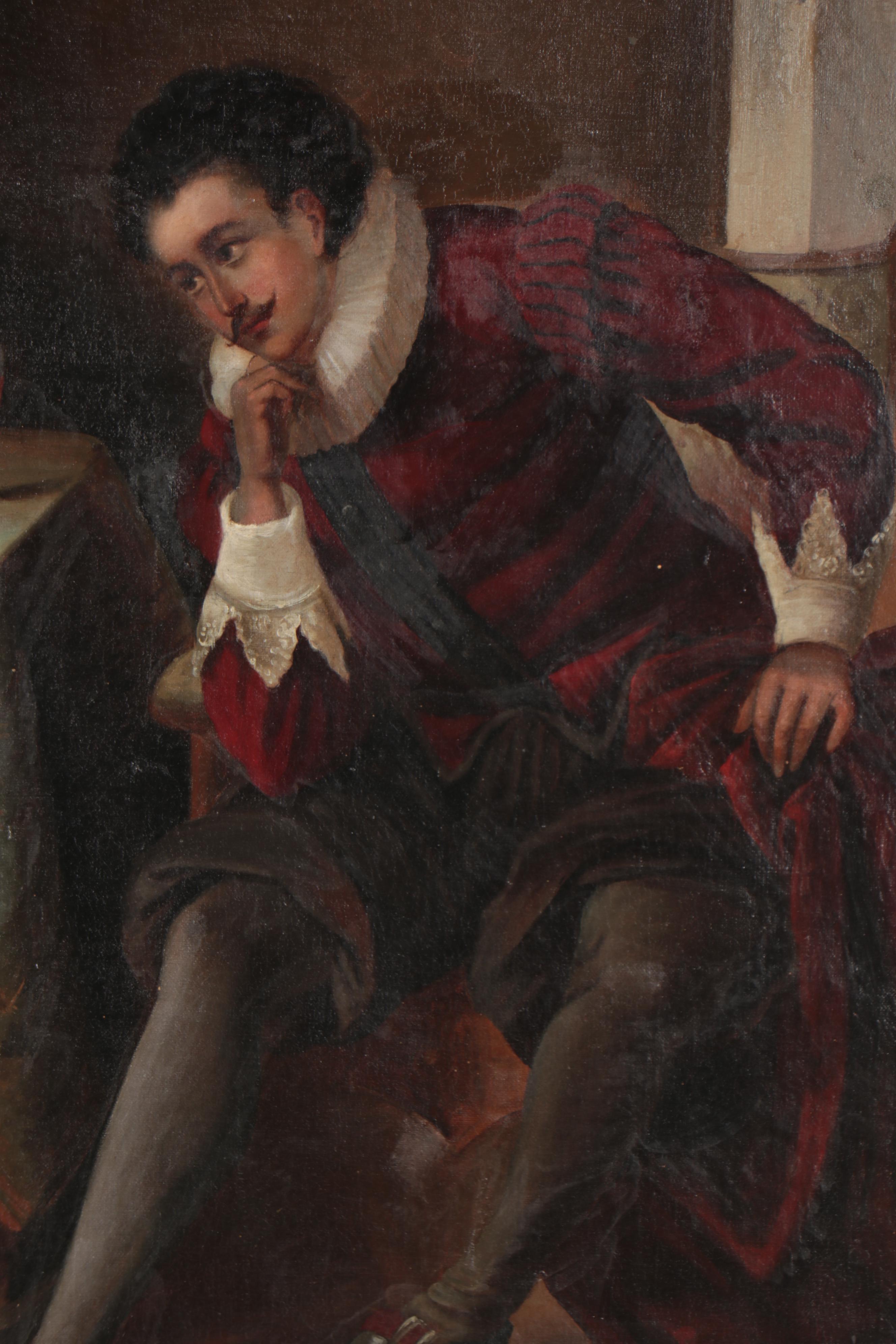 Leisure Scene Oil Painting after Joseph Haier "The Music Lesson"