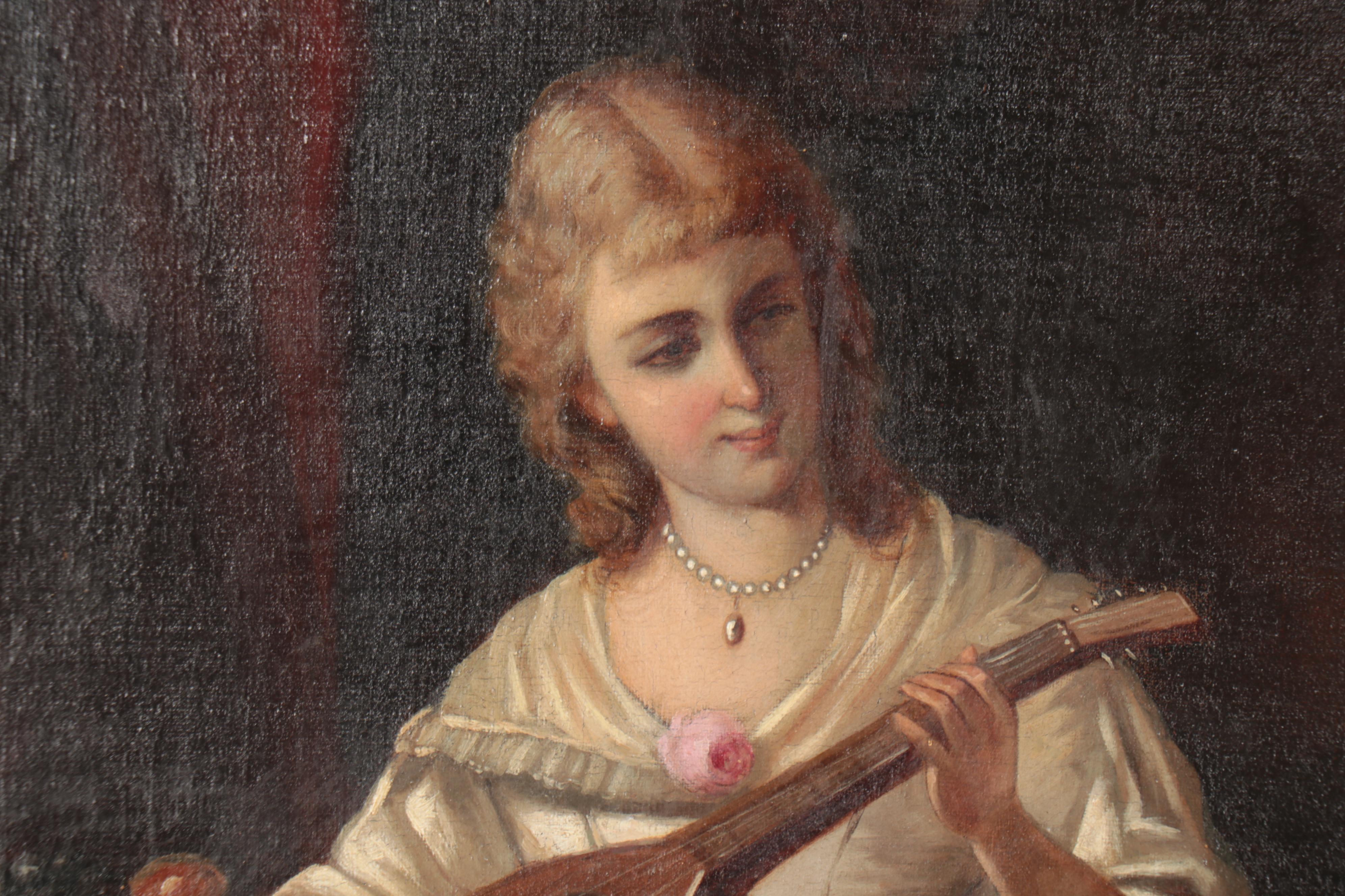 Leisure Scene Oil Painting after Joseph Haier "The Music Lesson"