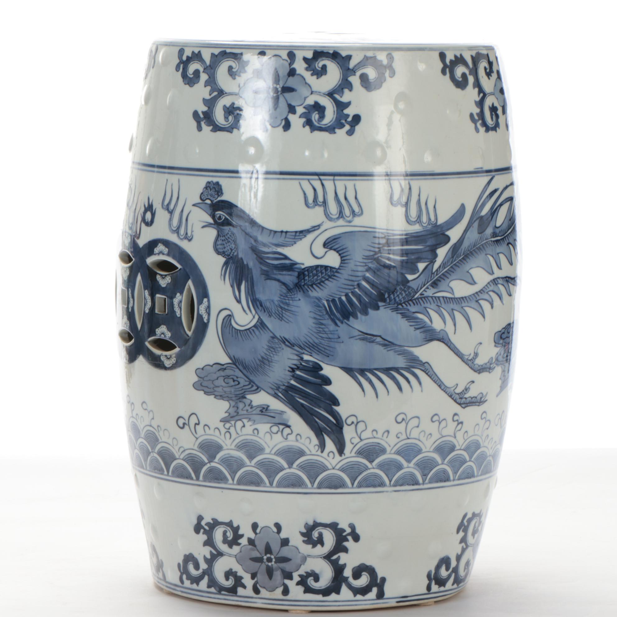 Chinese Porcelain Blue and White Garden Seat