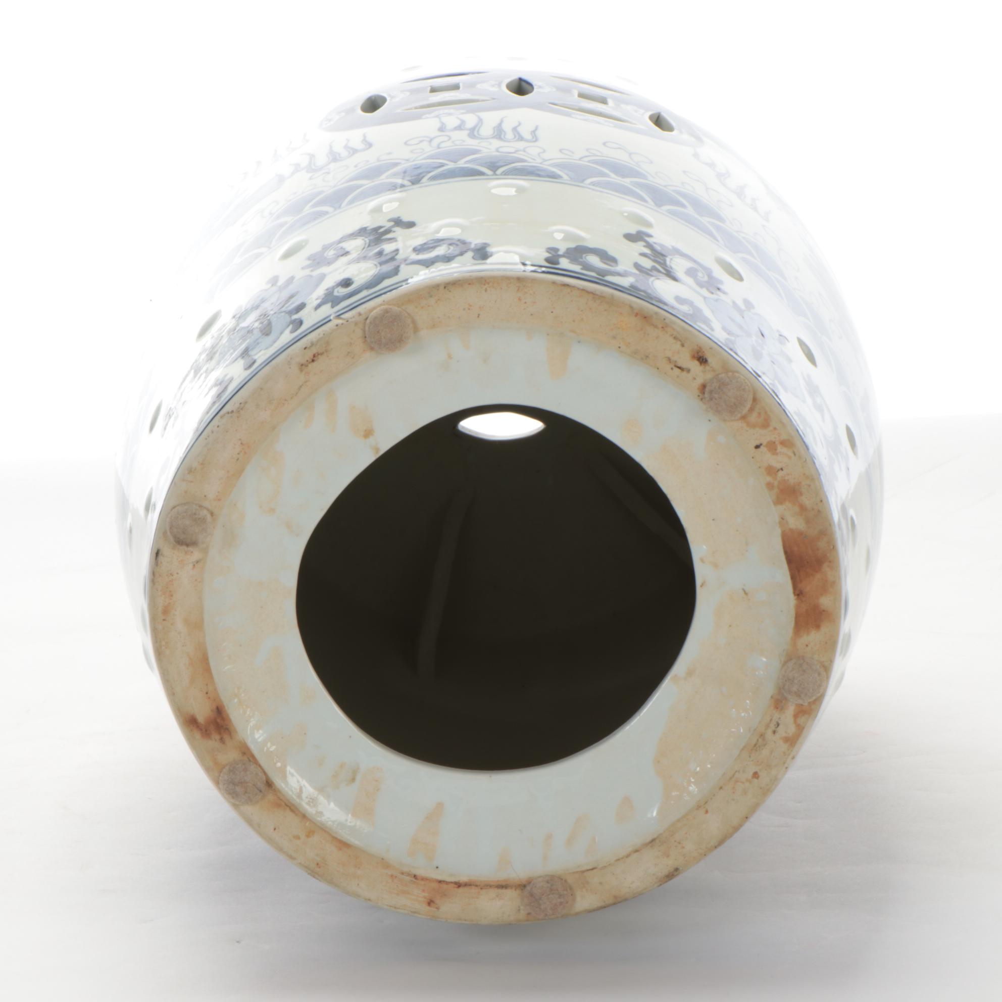 Chinese Porcelain Blue and White Garden Seat