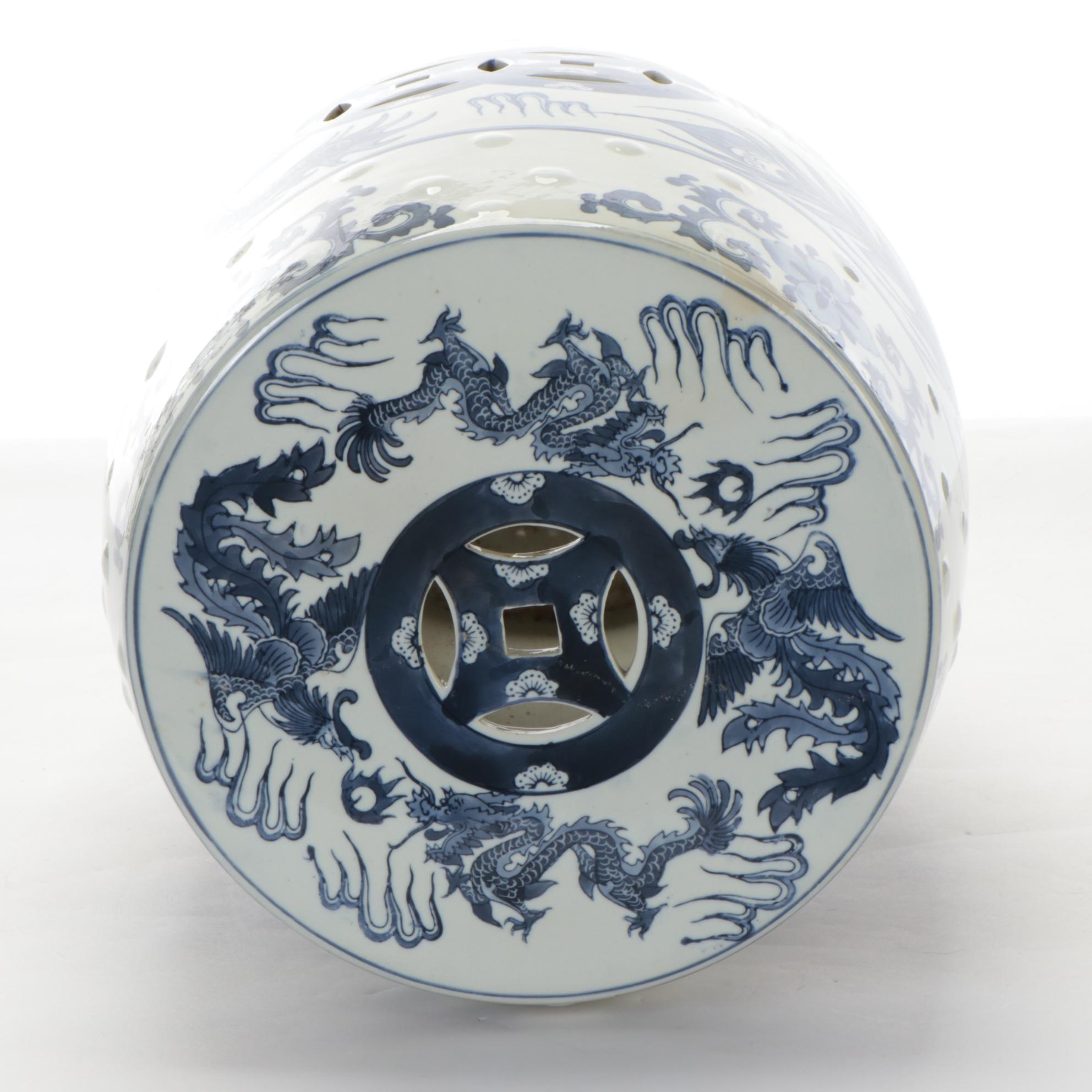 Chinese Porcelain Blue and White Garden Seat