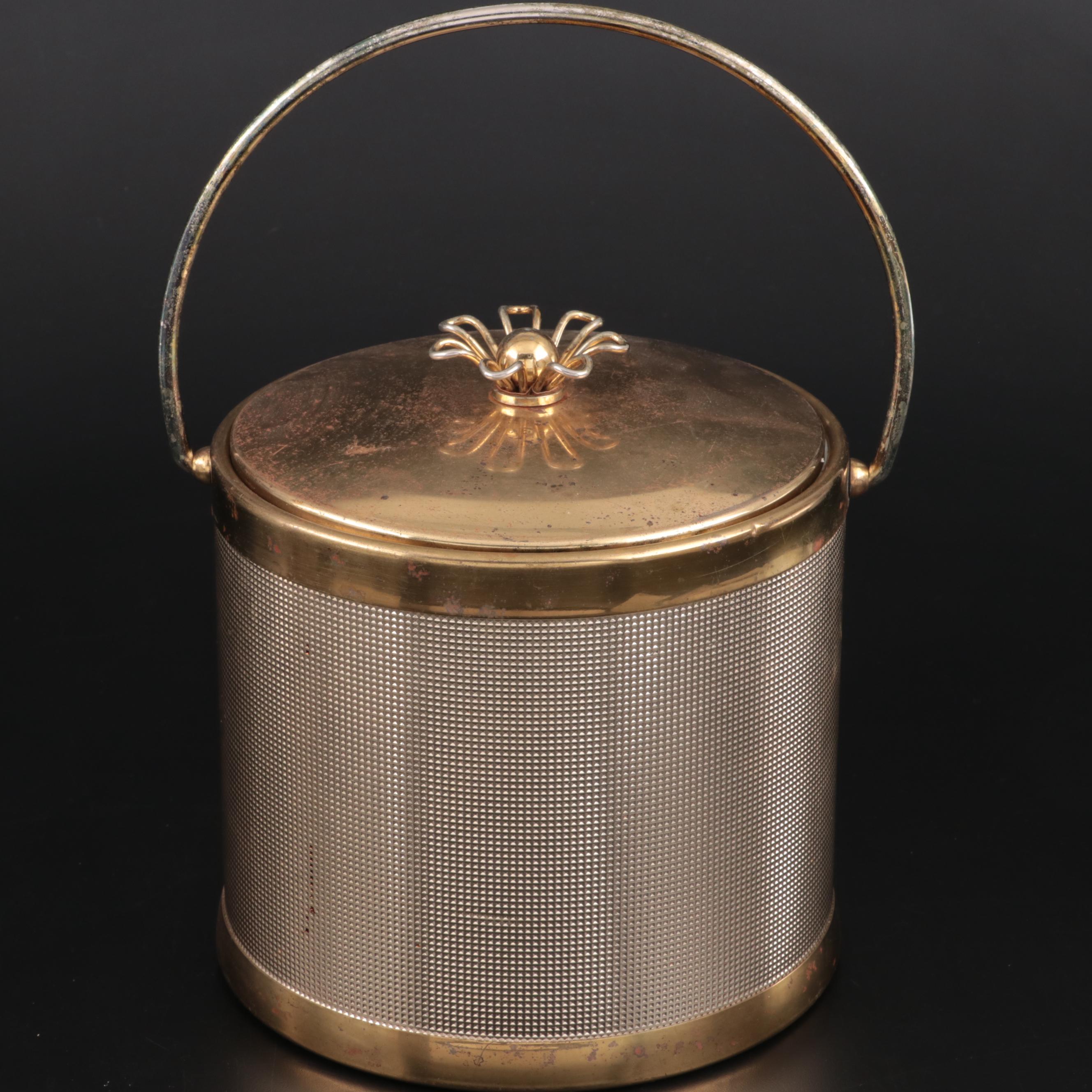 Serv-Master Creations Gold Tone Ice Bucket with Other Glass Cocktail Shakers