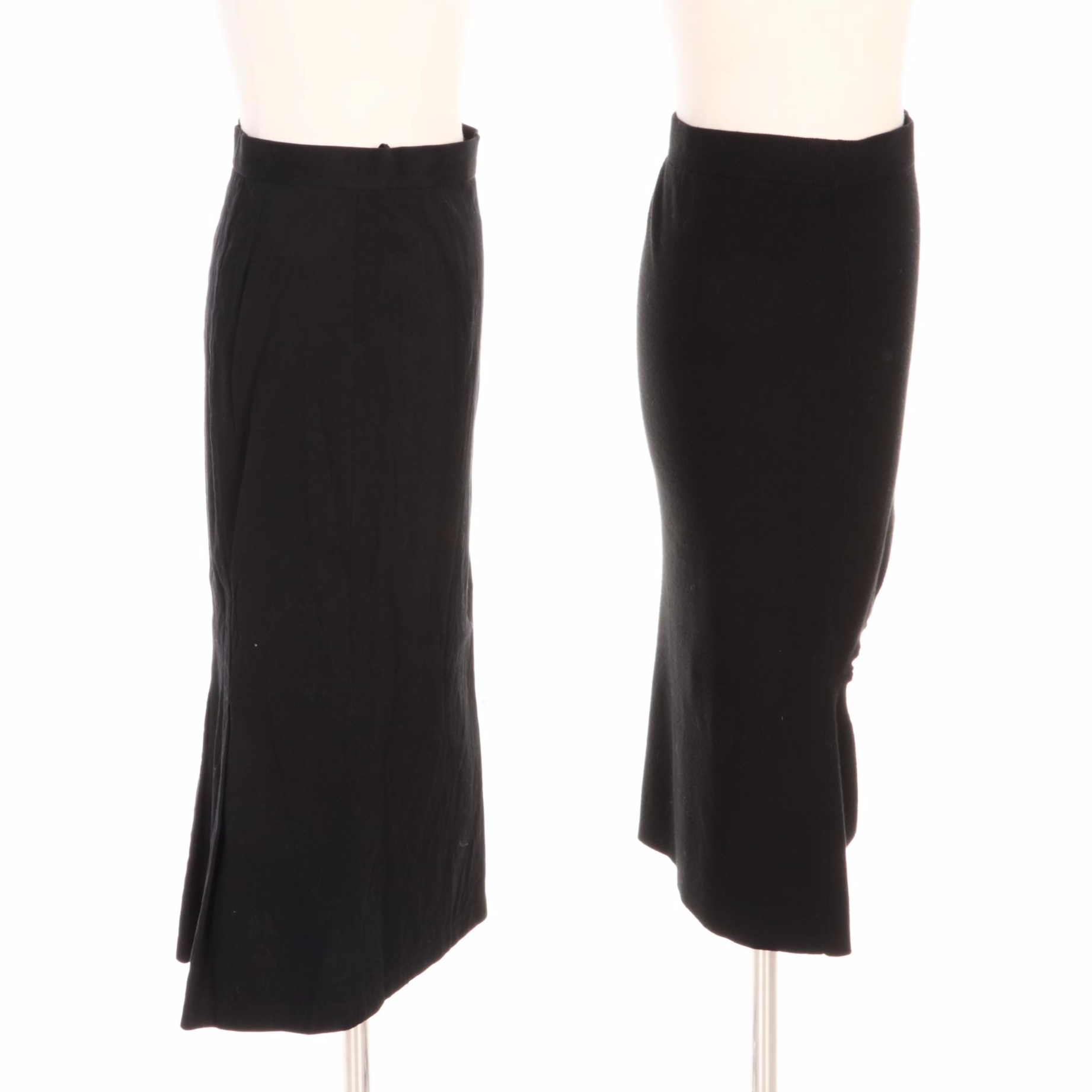 Prada Straight Skirt and Opening Ceremony Knit Pencil Skirt with Cutout in Black