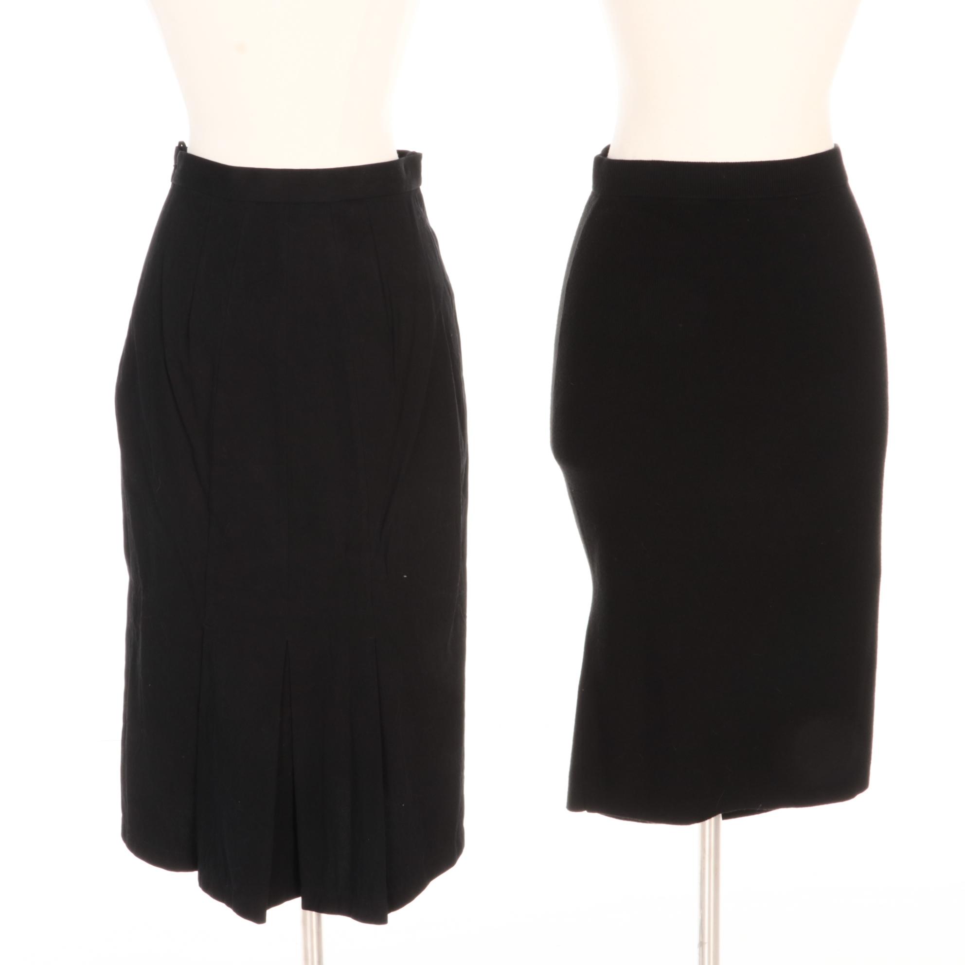 Prada Straight Skirt and Opening Ceremony Knit Pencil Skirt with Cutout in Black