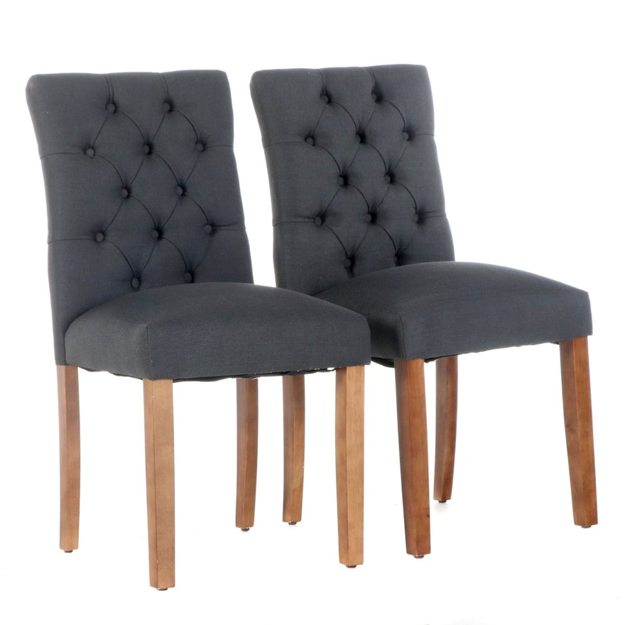 Pair of Skyline Imports Buttoned-Down Dining Side Chairs