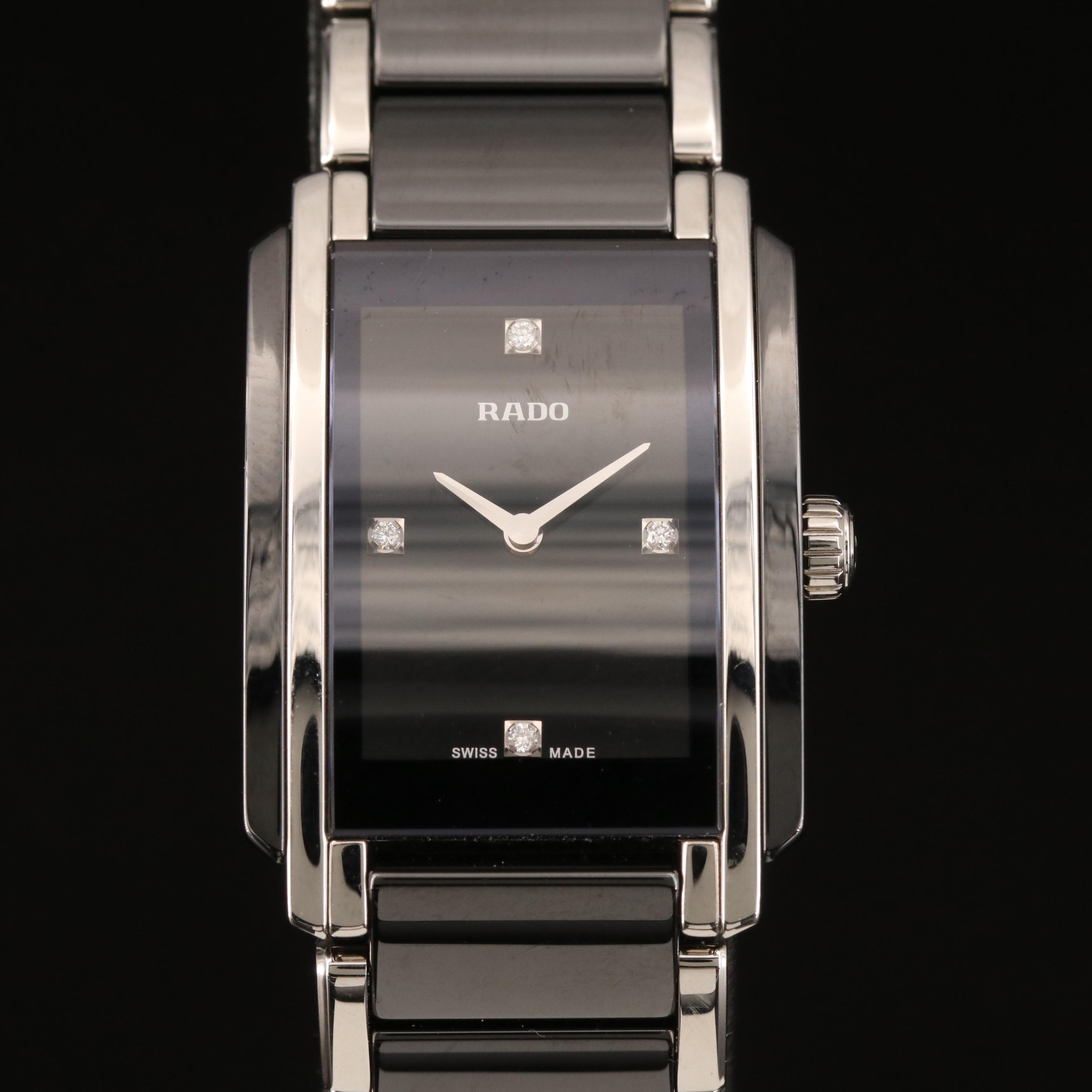 Rado "Integral Jubile" Diamond Dial and Black Ceramic Quartz Watch