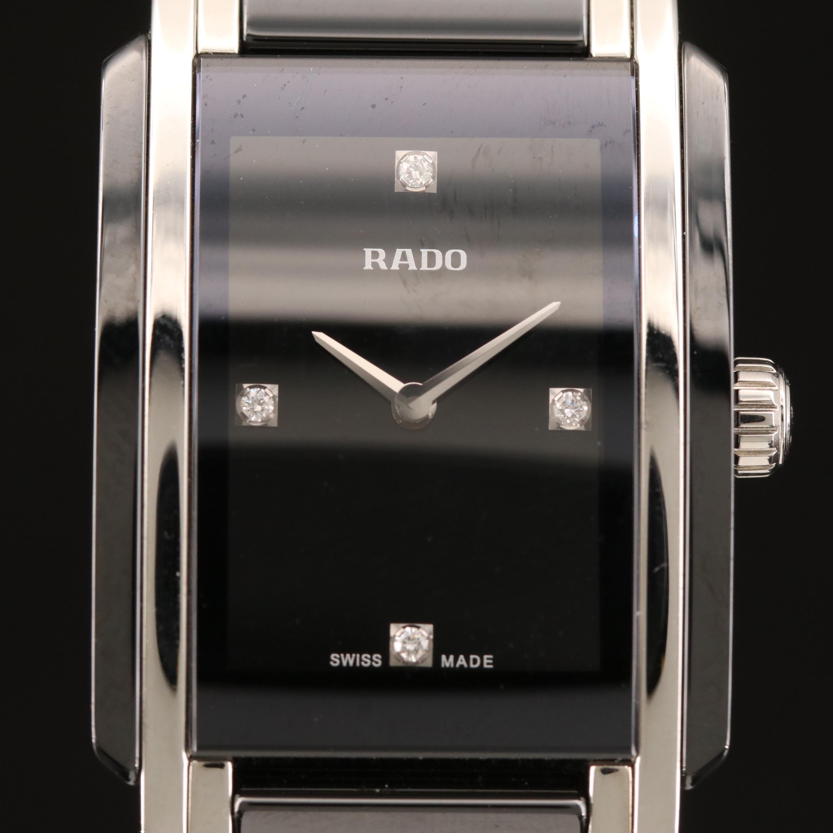 Rado "Integral Jubile" Diamond Dial and Black Ceramic Quartz Watch