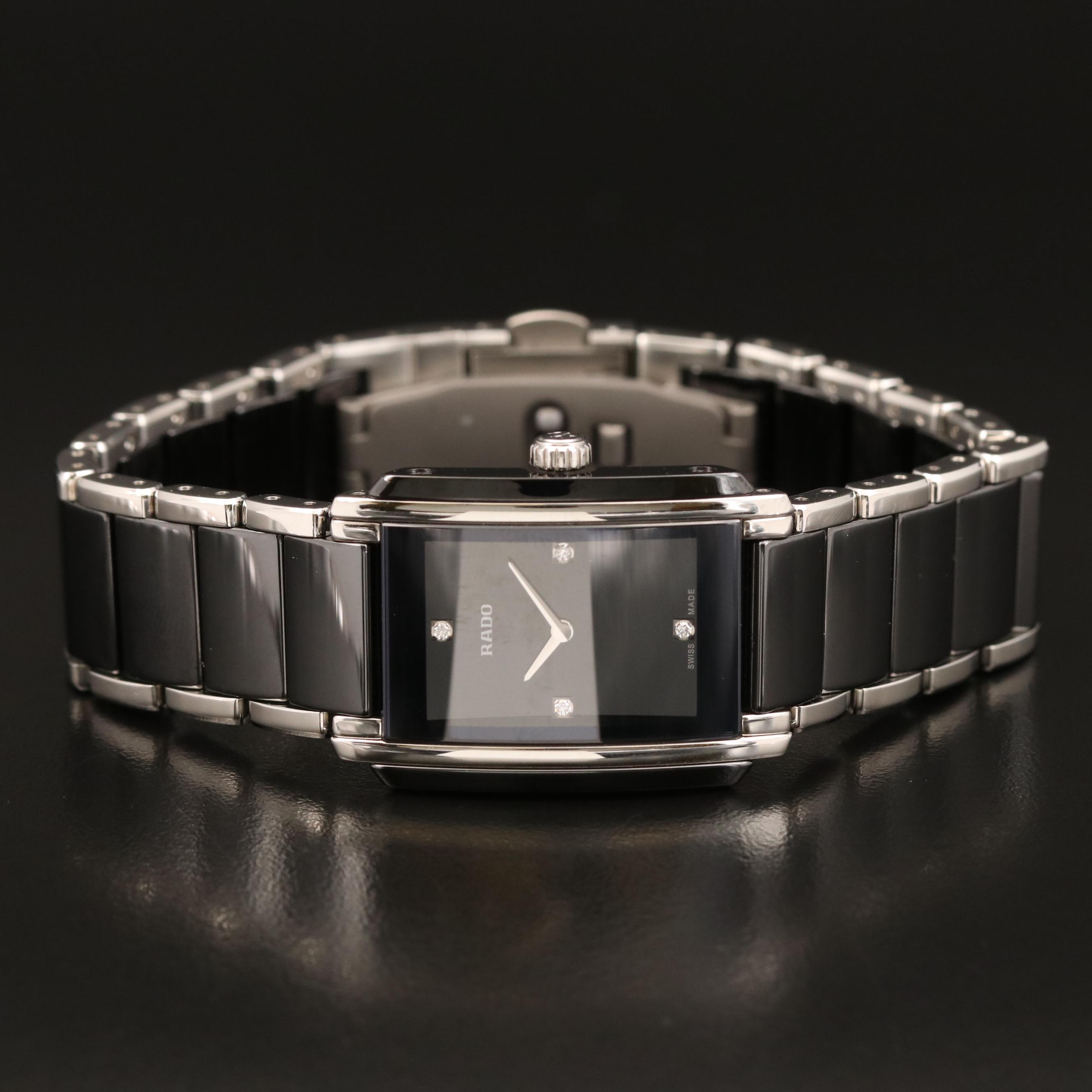 Rado "Integral Jubile" Diamond Dial and Black Ceramic Quartz Watch