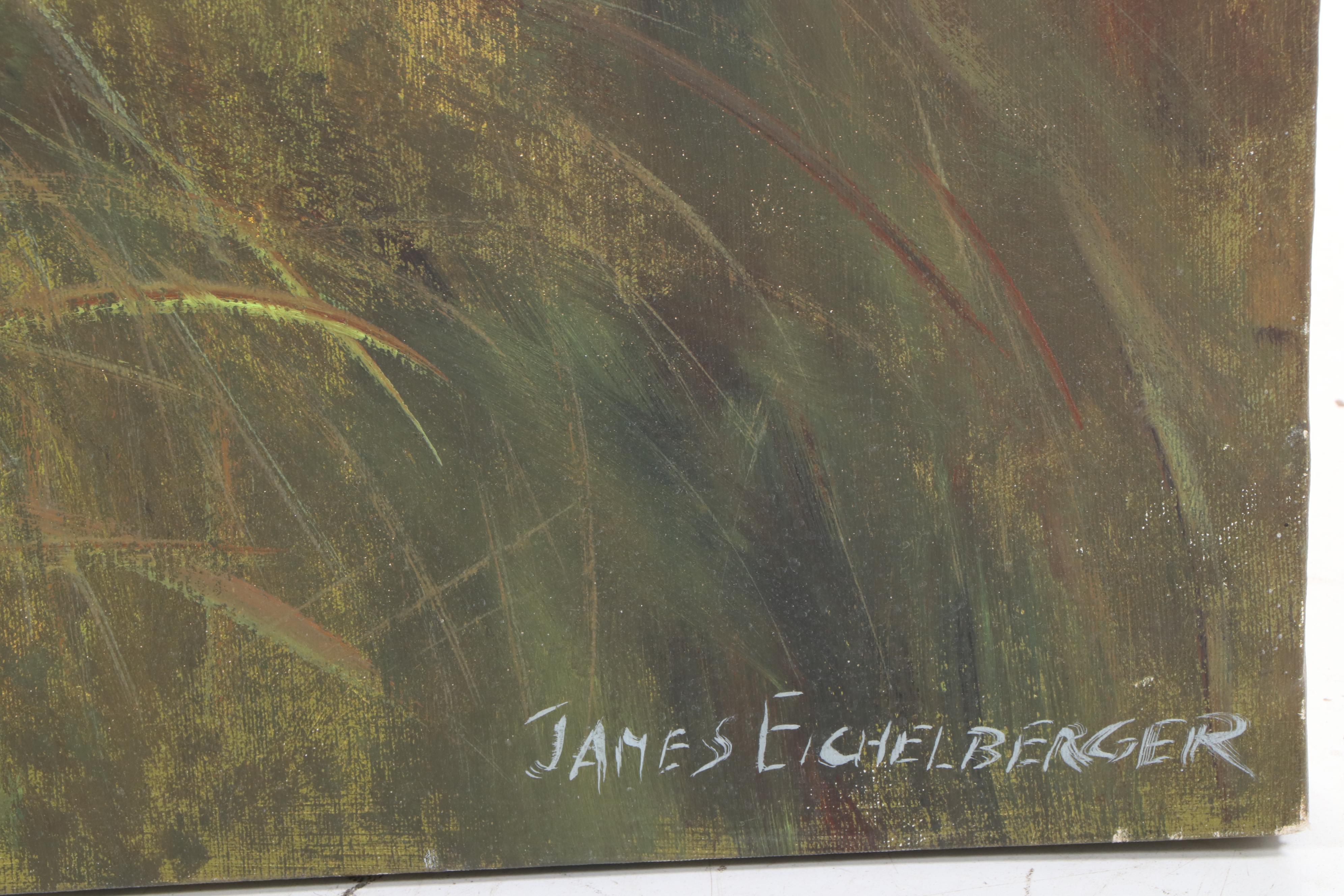 James Eichelberger Large-Scale Oil Painting of Moose, Late 20th Century