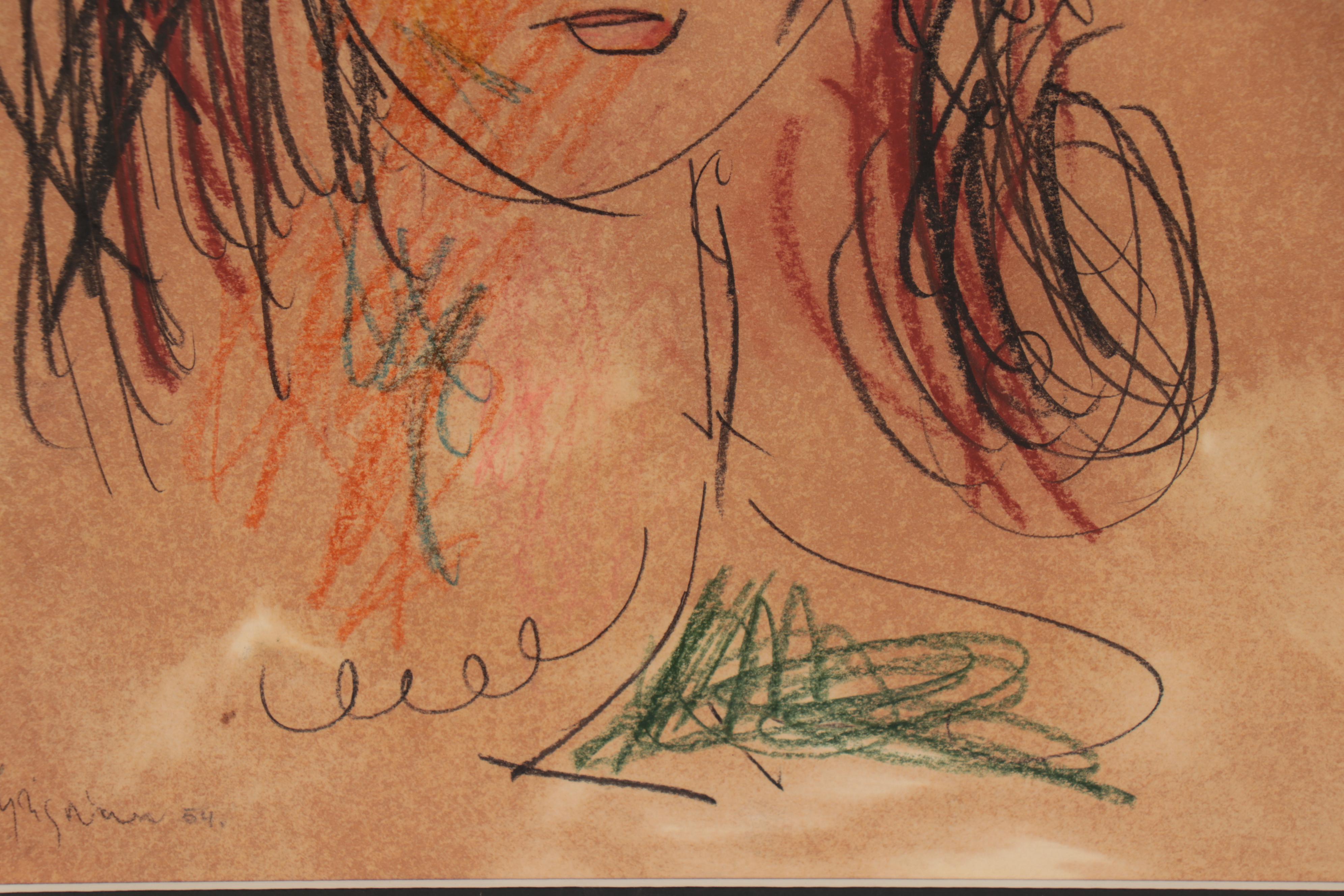 Marcos Grigorian Abstract Colored Pencil Portait, 1954