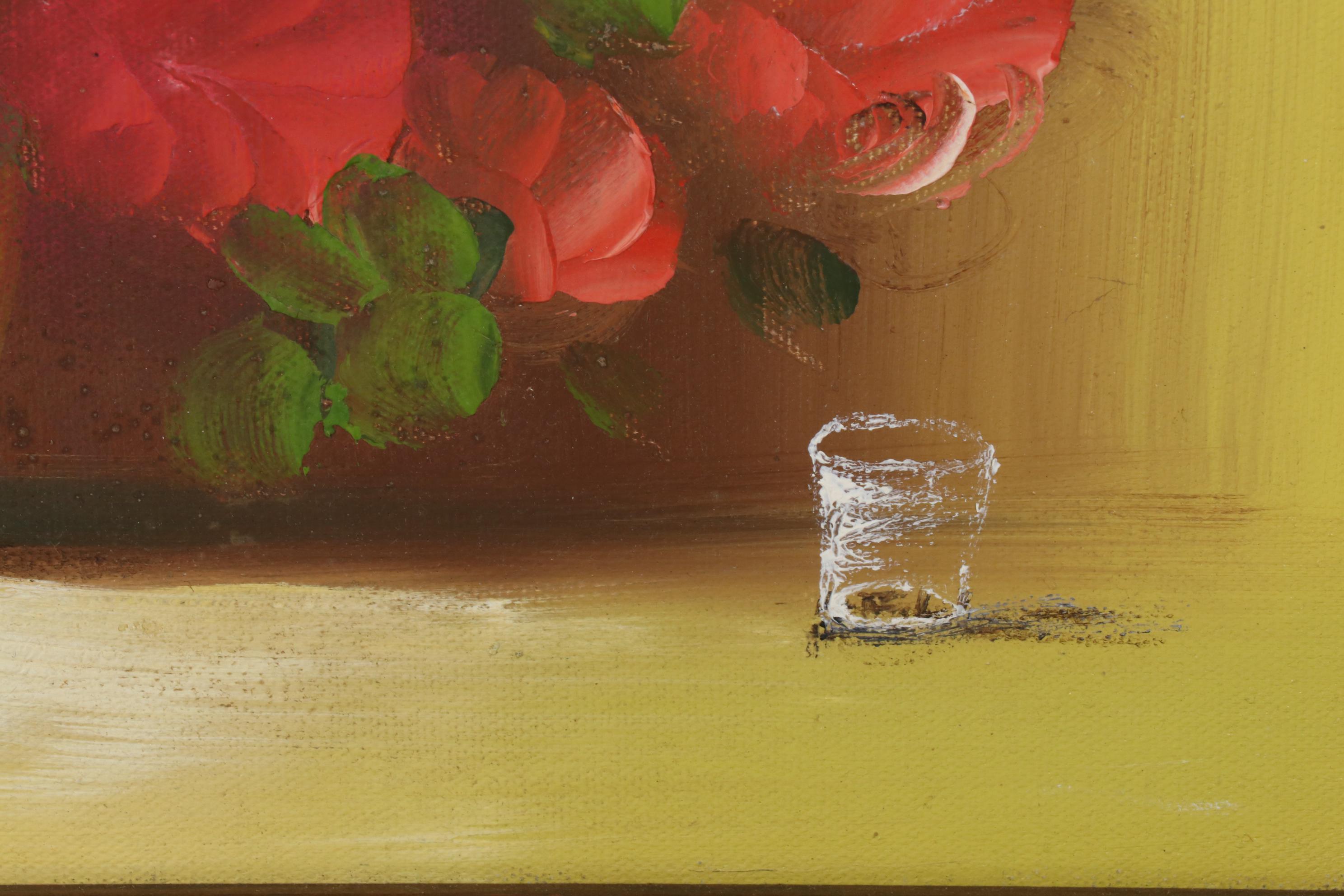 Andrew Kissell Still Life Oil Painting With Vase of Roses, Late 20th Century