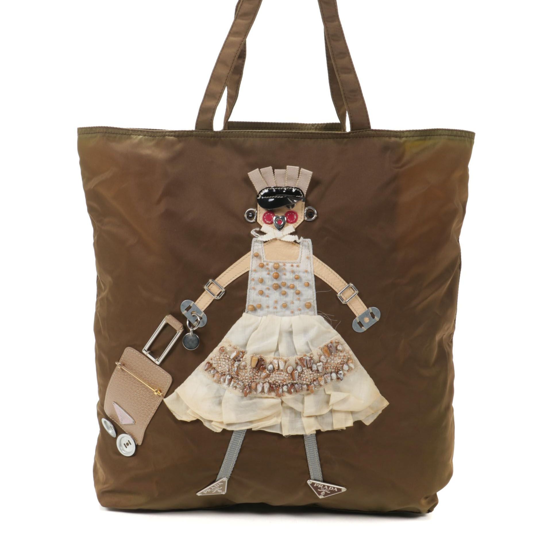 Prada Robot Tote Bag in Olive Tessuto Nylon