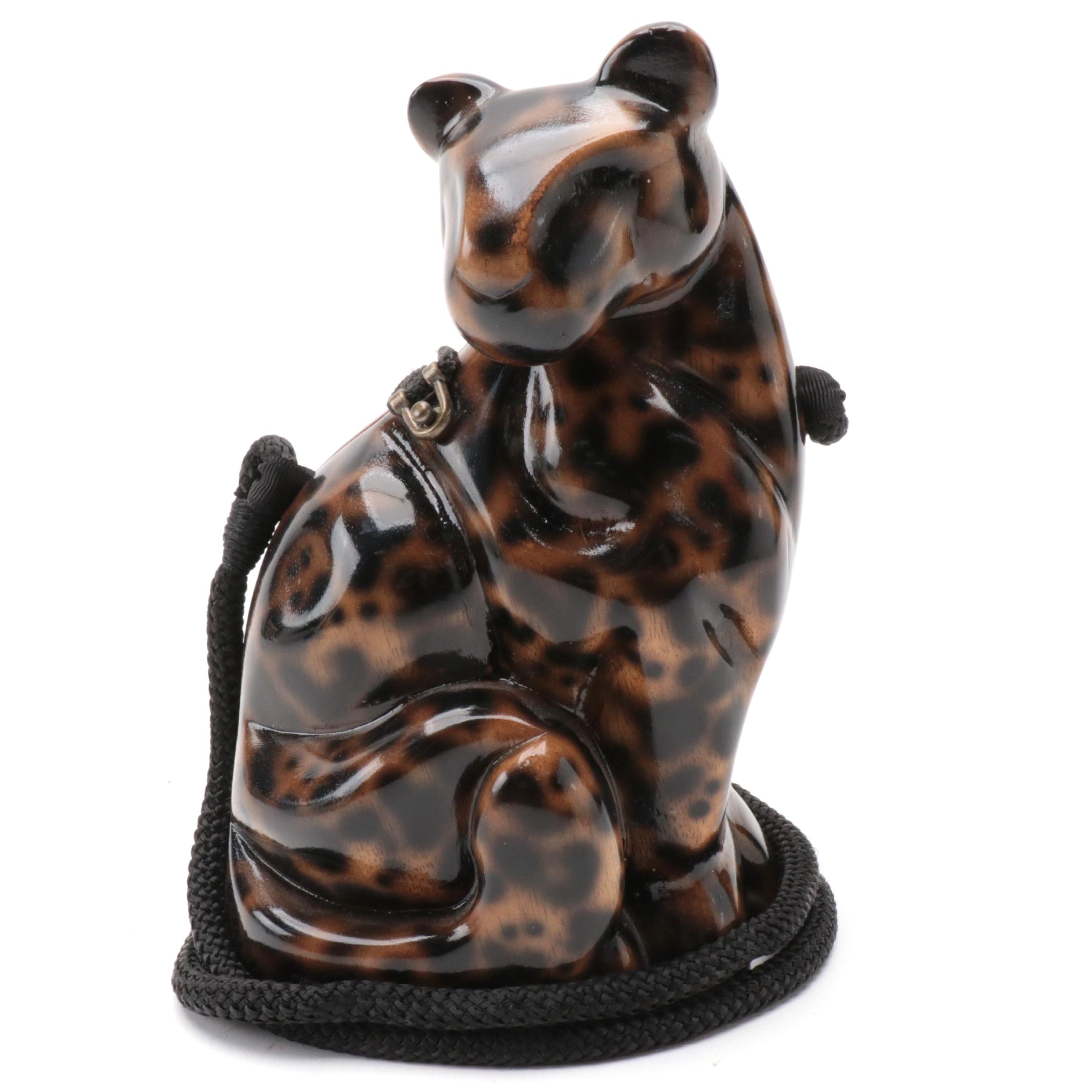 Timmy Woods of Beverly Hills Carved Acacia Wood Cheetah Crossbody Hinged Purse