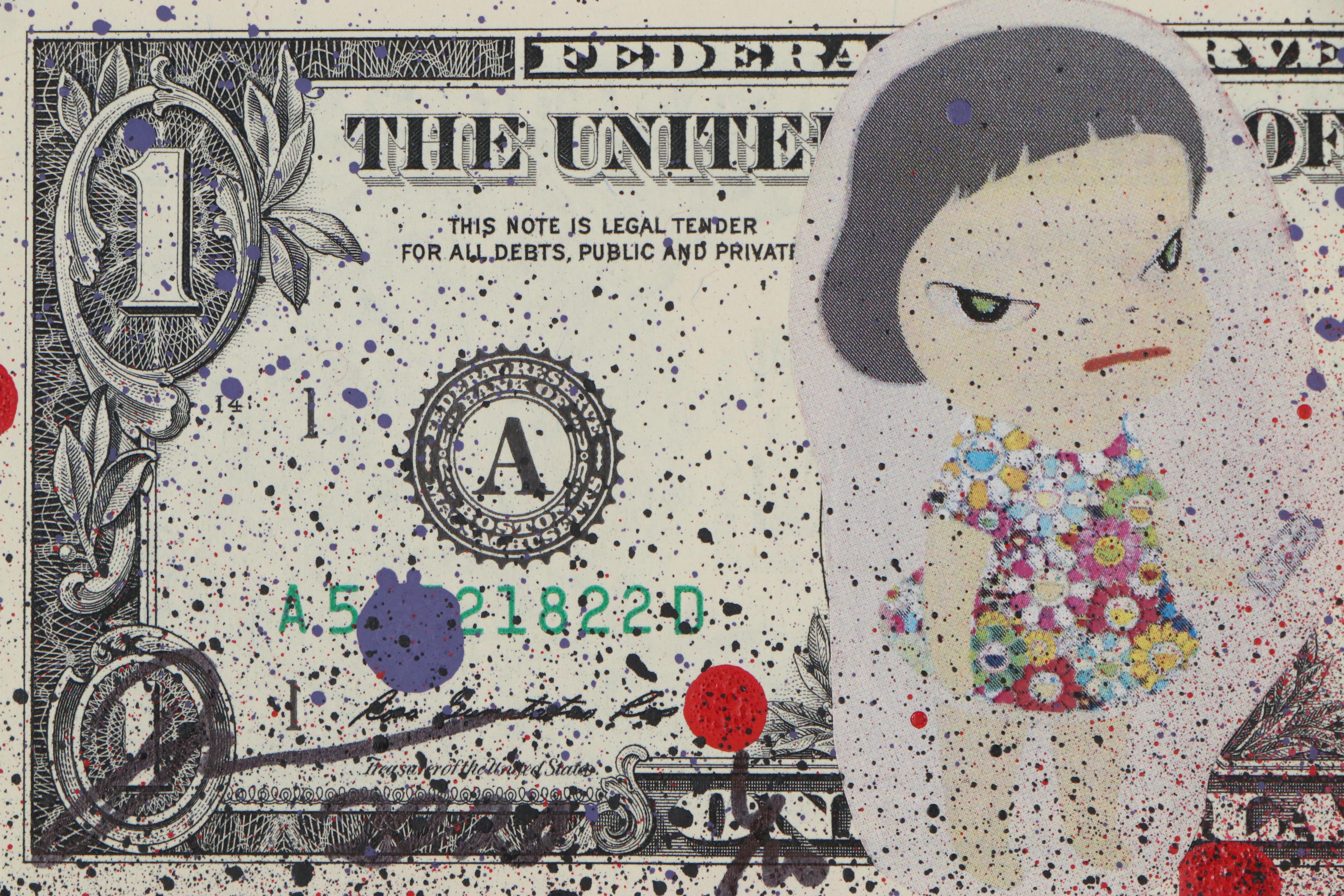 Death NYC Embellished Offset Lithograph on United States $1 Bill