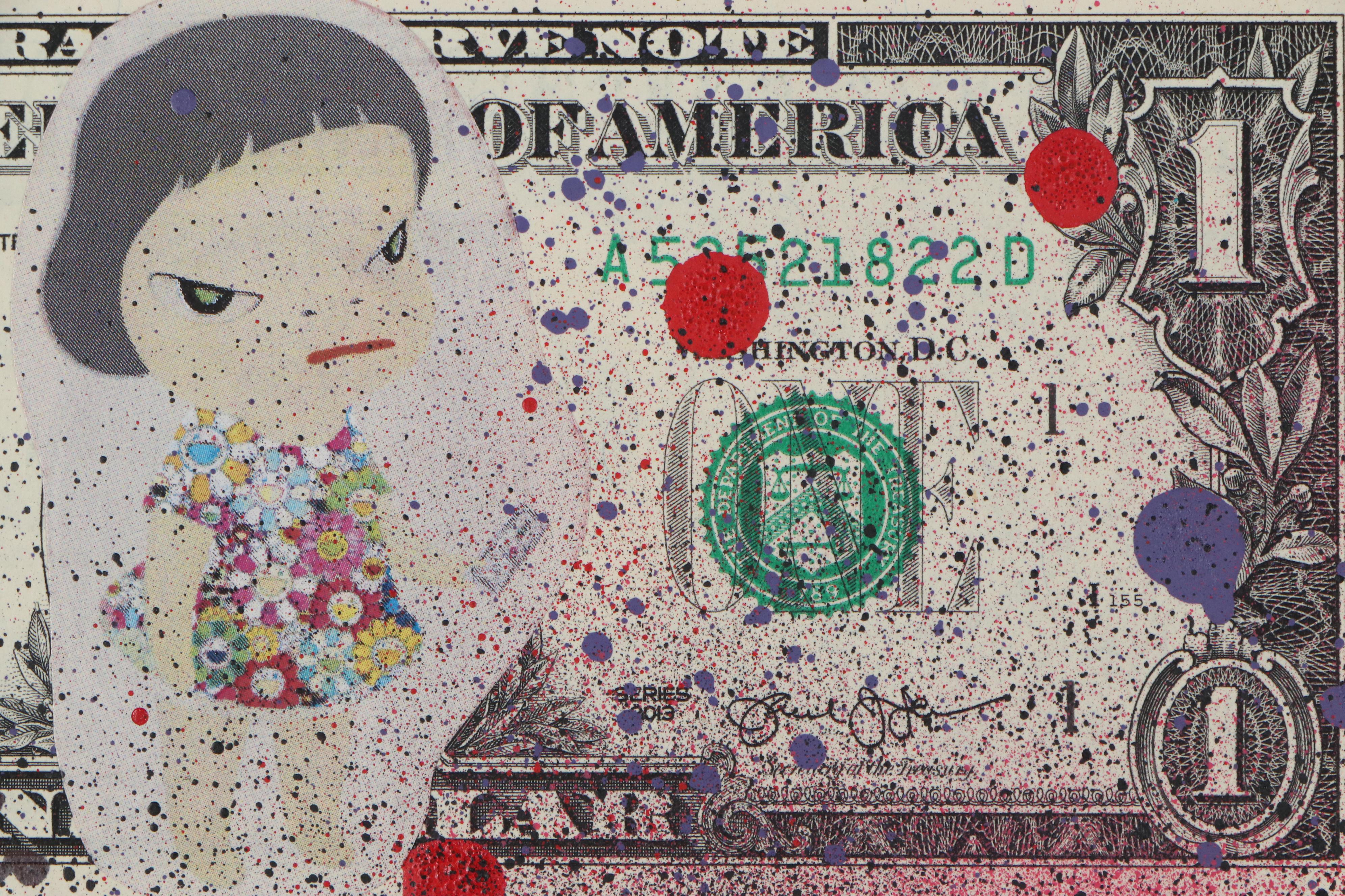 Death NYC Embellished Offset Lithograph on United States $1 Bill