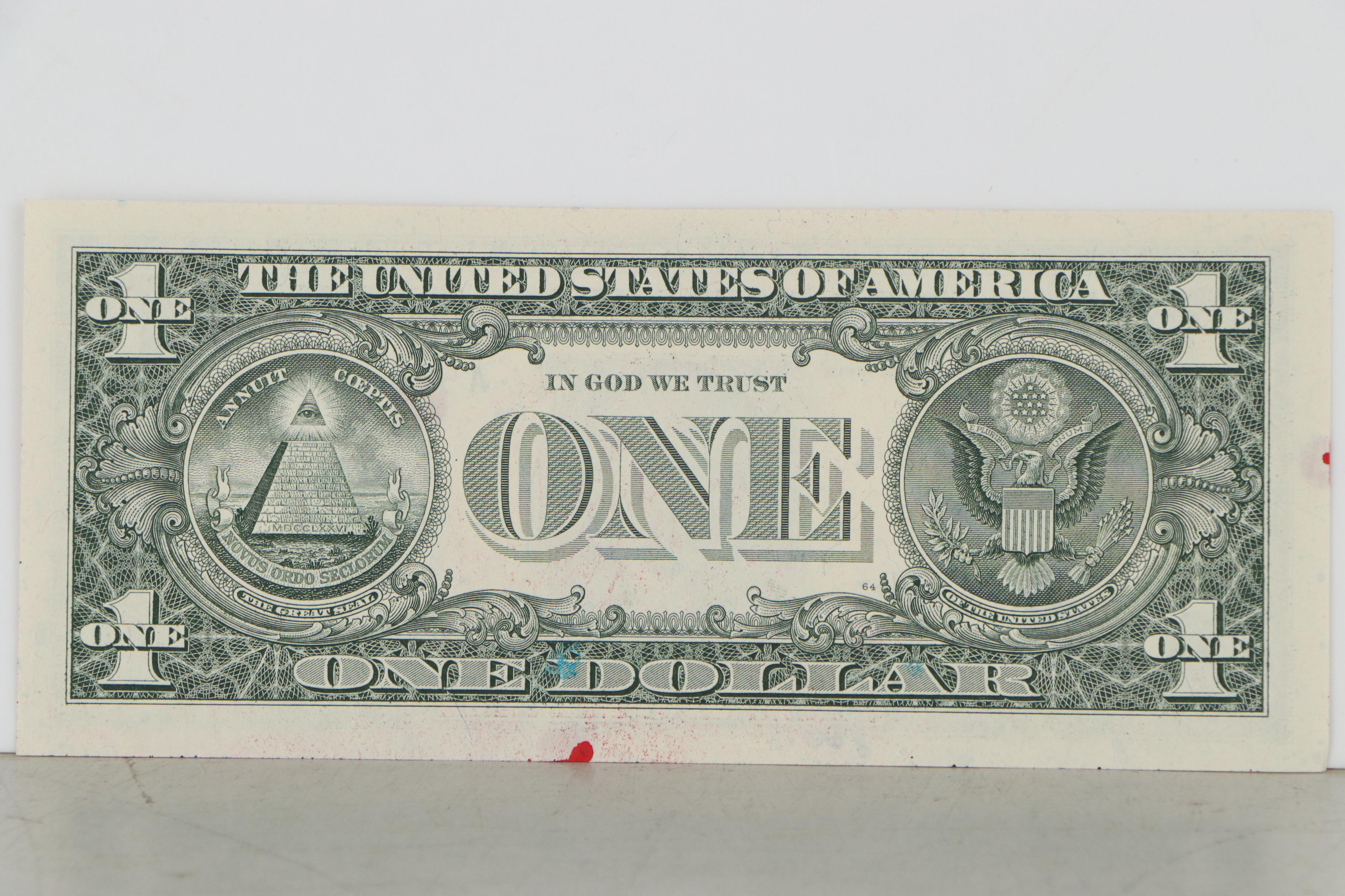 Death NYC Embellished Offset Lithograph on United States $1 Bill