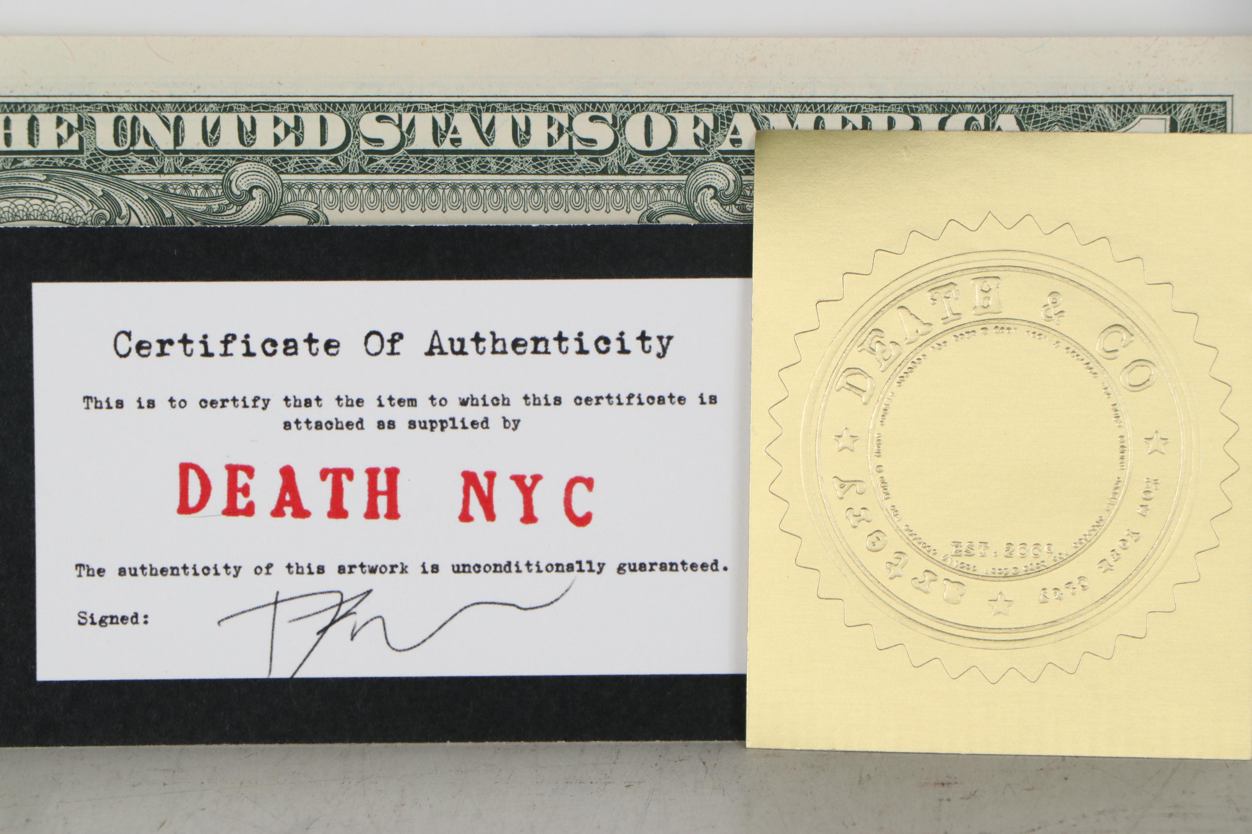 Death NYC Mixed Media Louis Vuitton and Anime Dollar Bill, 2020