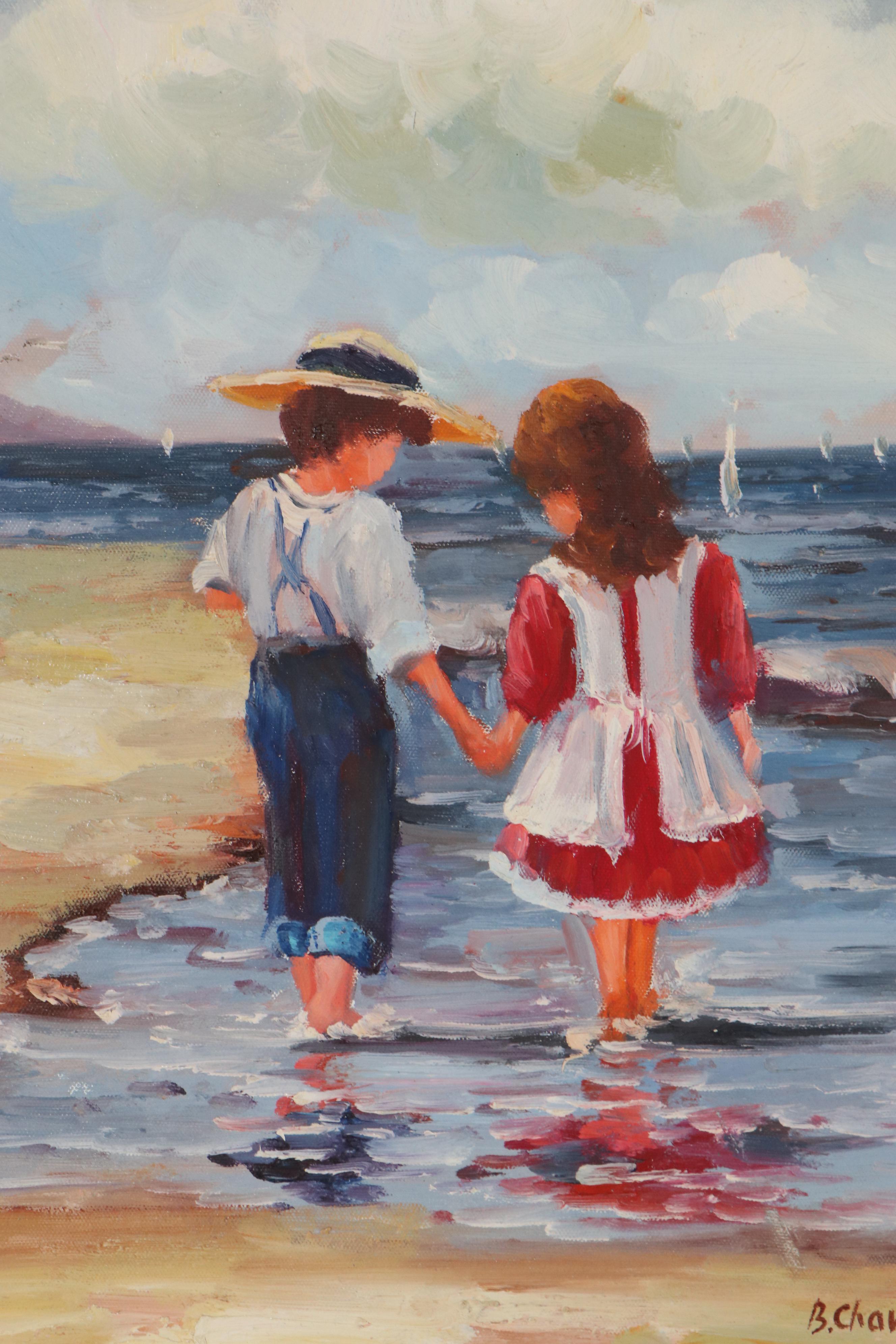 Oil Painting after Christa Kieffer "Holding Hands at the Beach"