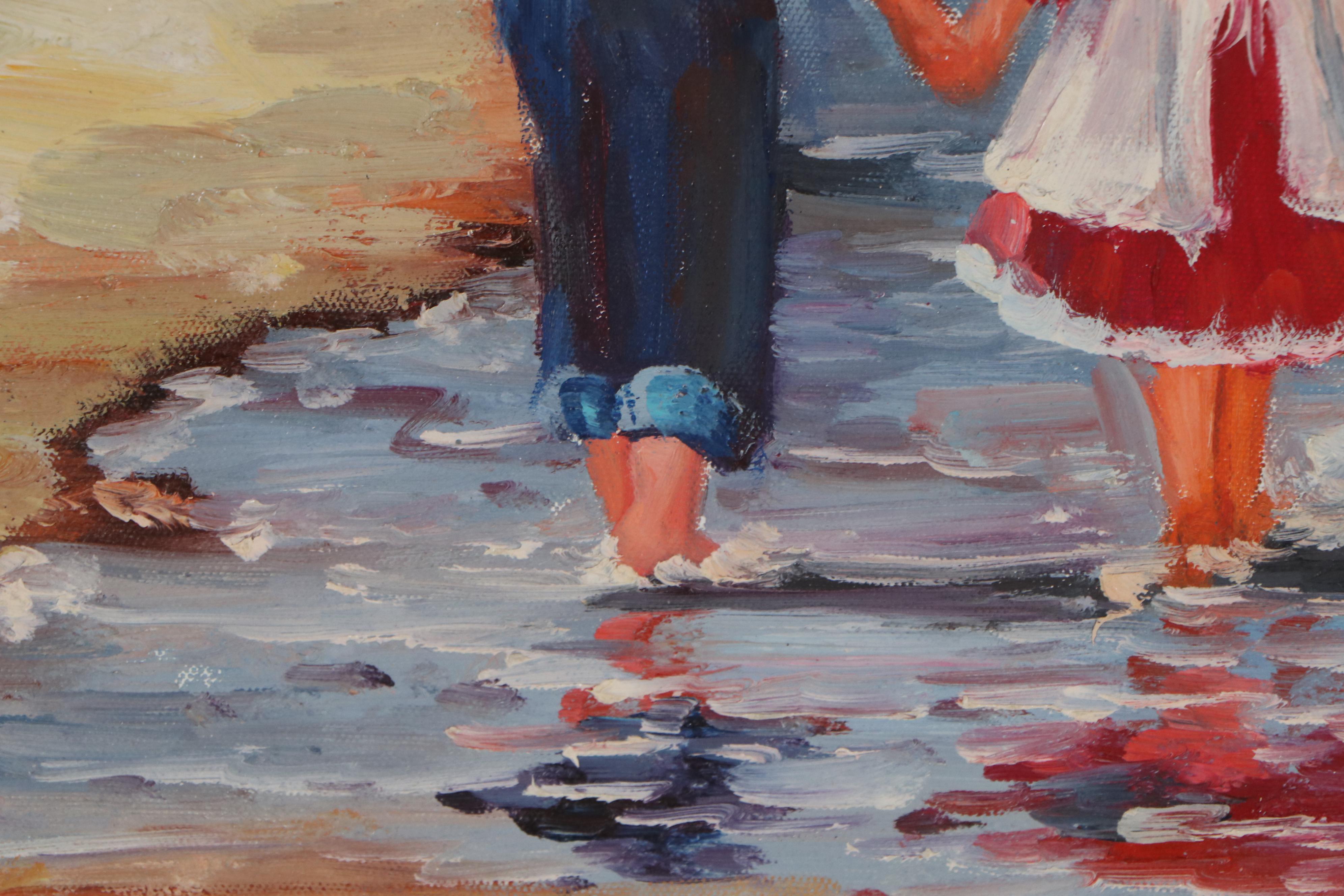 Oil Painting after Christa Kieffer "Holding Hands at the Beach"