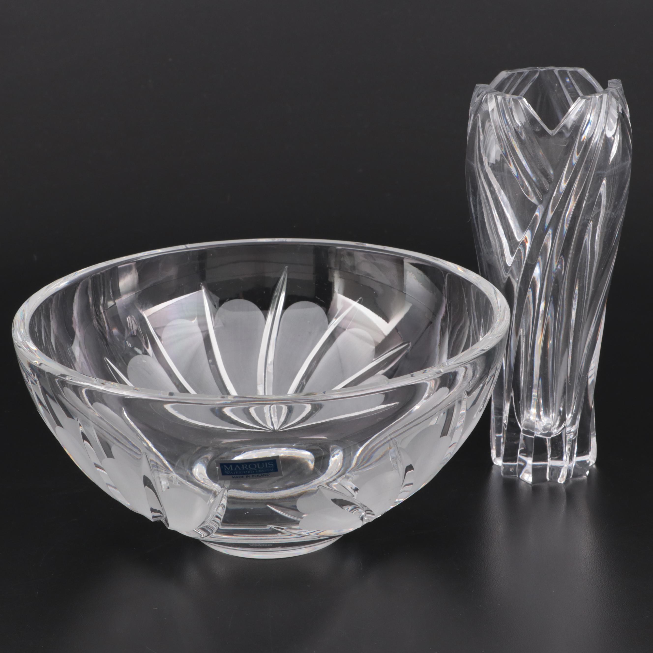 Marquis by Waterford "Coventry" Crystal Bowl with Lenox Glass Bud Vase