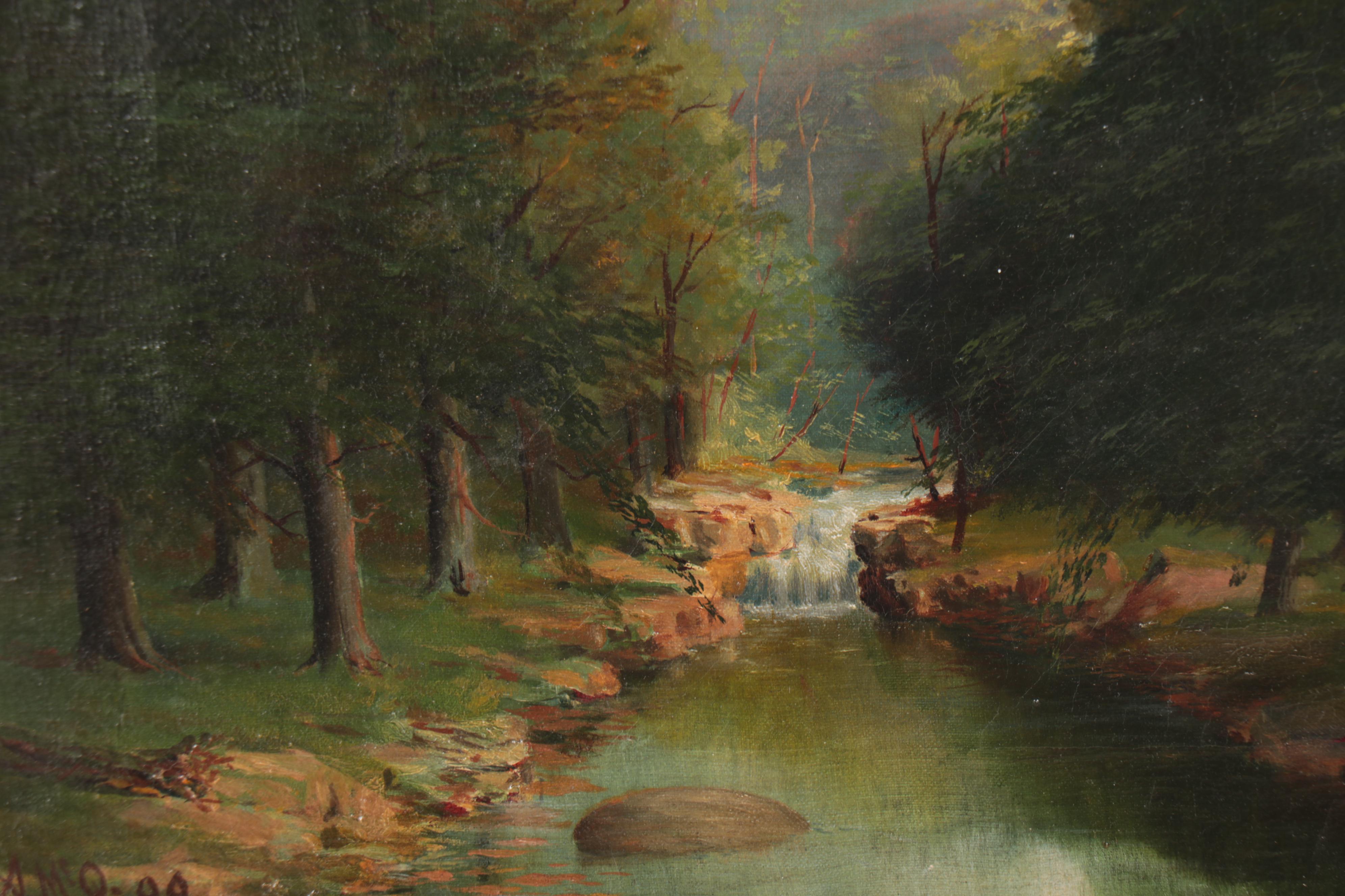 Hudson River School Style Landscape Oil Painting, 1899