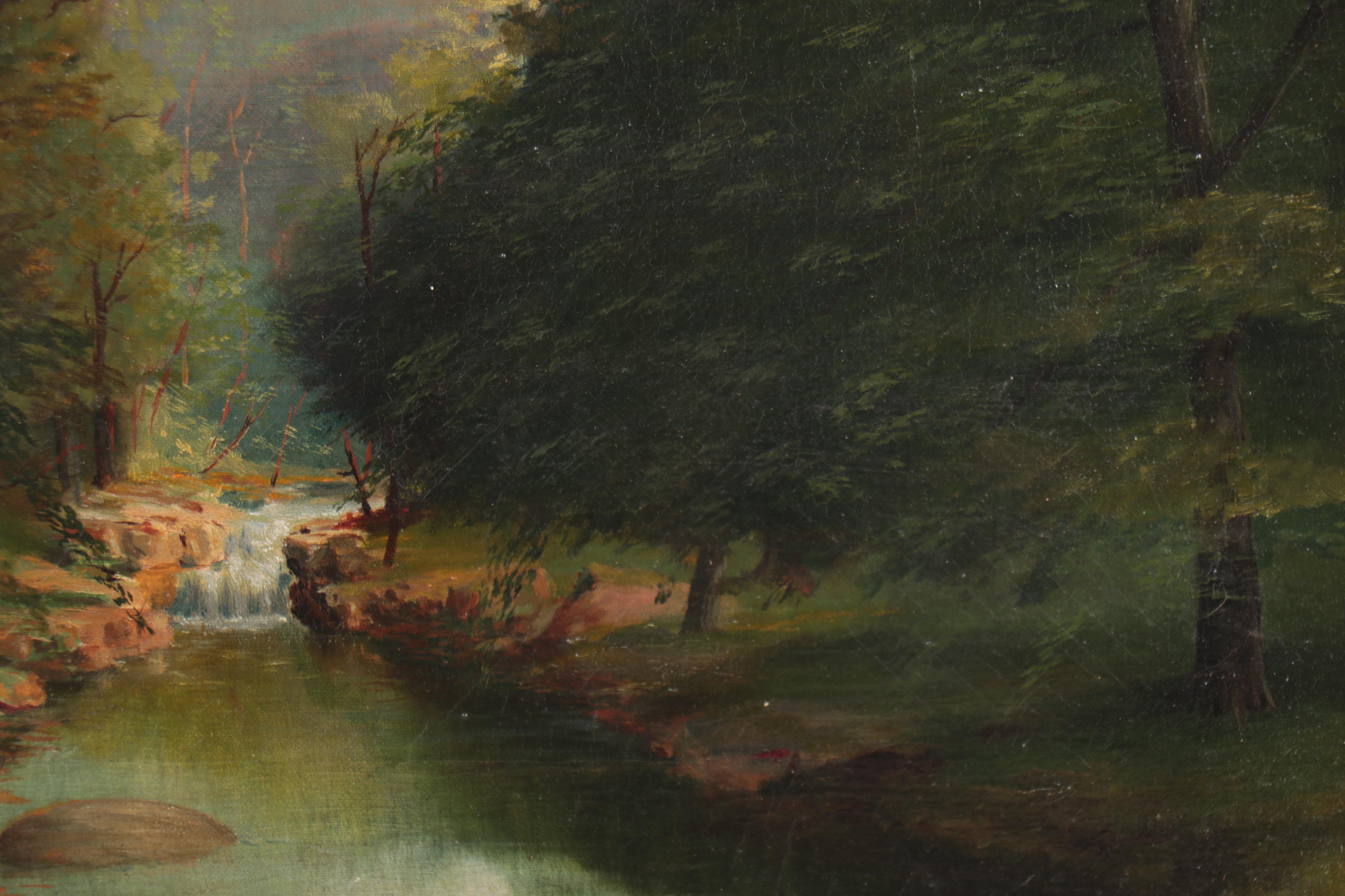 Hudson River School Style Landscape Oil Painting, 1899
