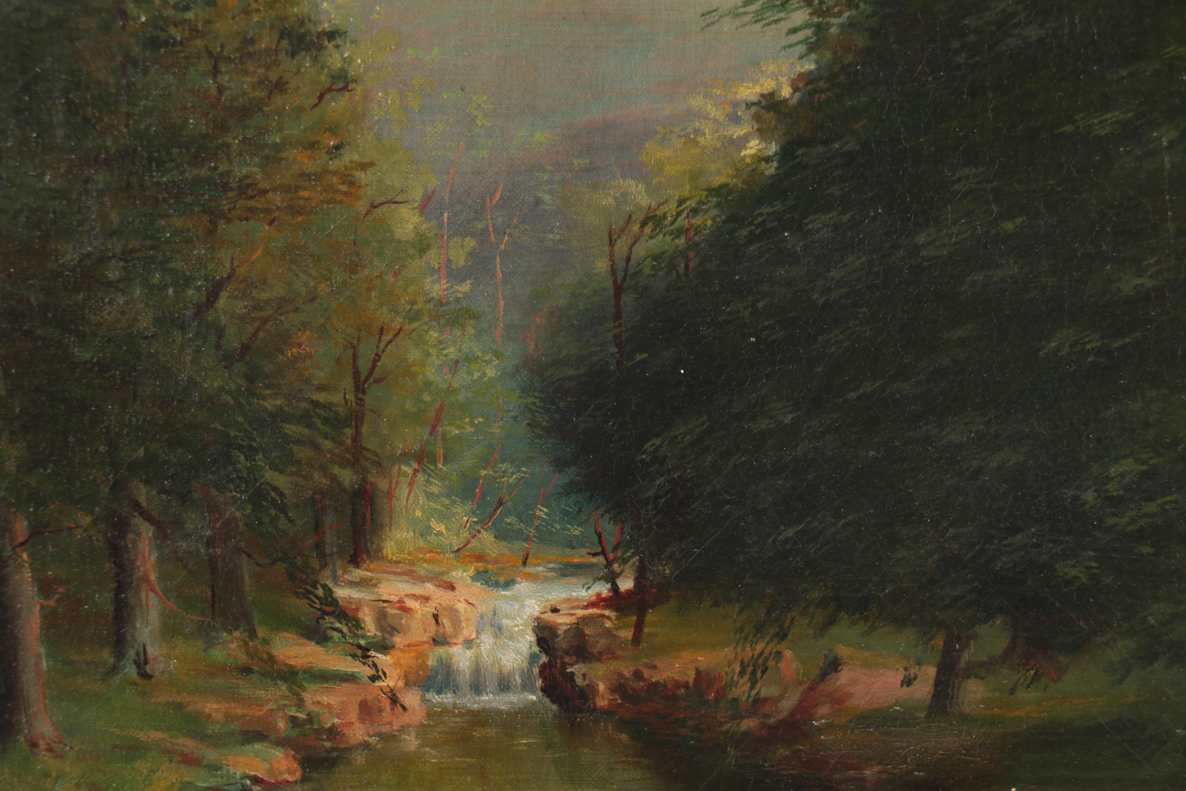 Hudson River School Style Landscape Oil Painting, 1899