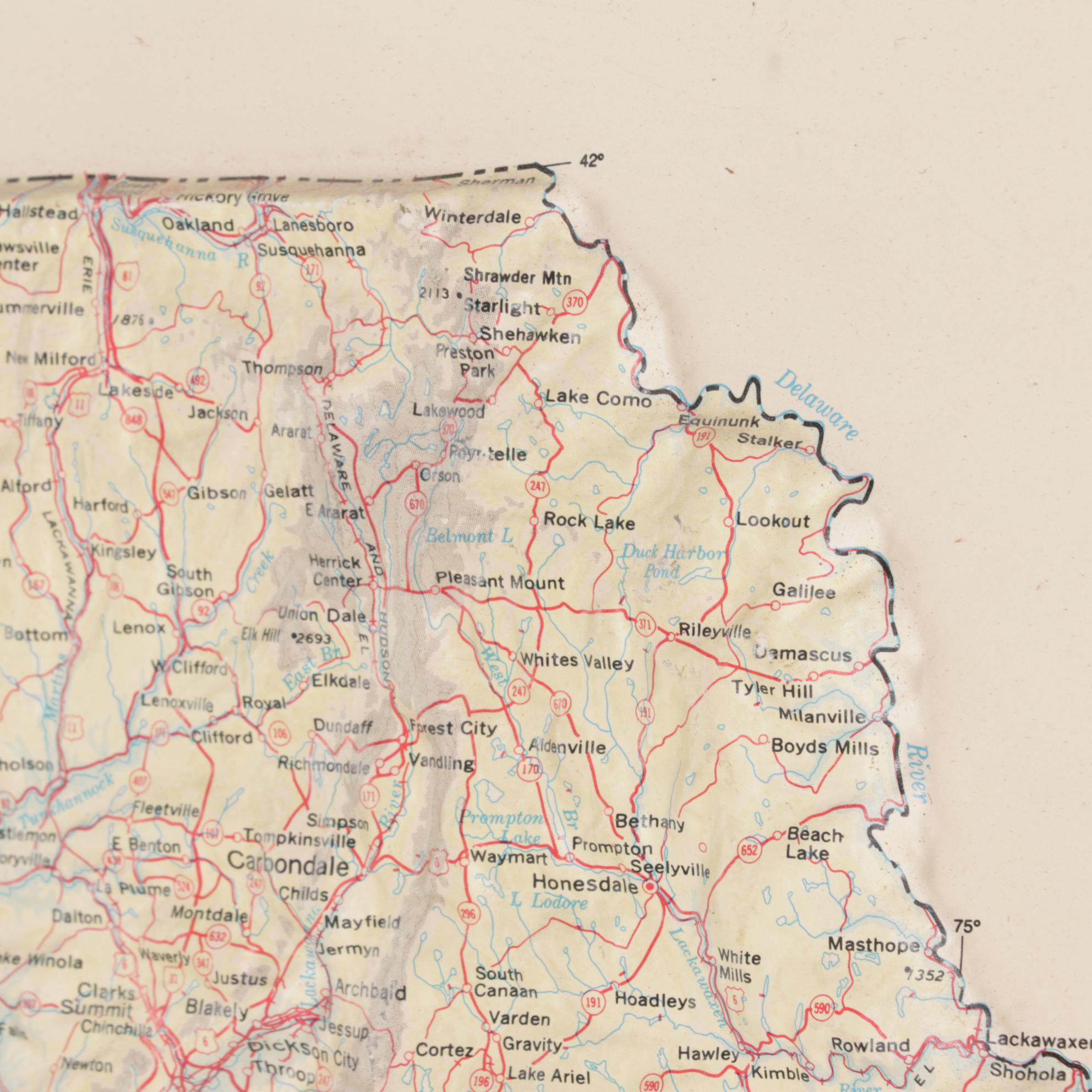 Hubbard Scientific Raised Relief Map "Pennsylvania & New Jersey, 1994