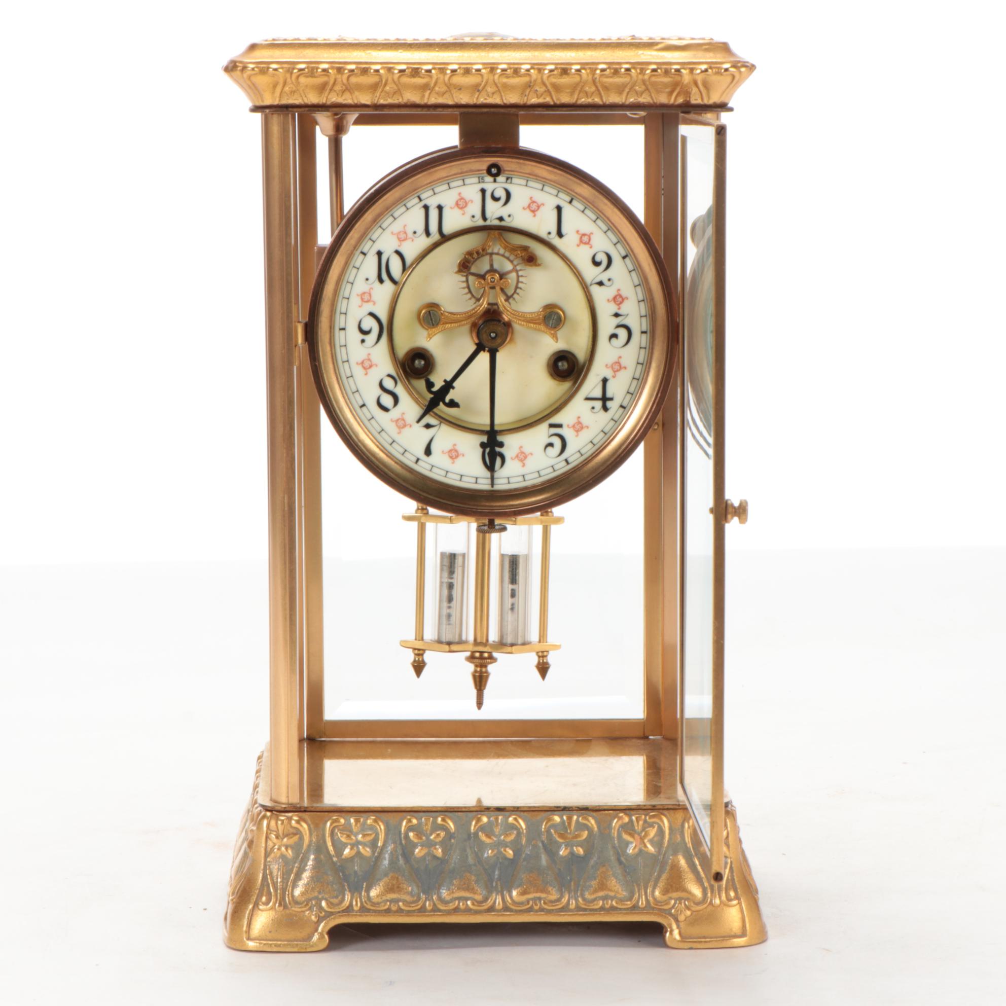 Waterbury Clock Co. Brass Mantel Clock,  Early 20th Century