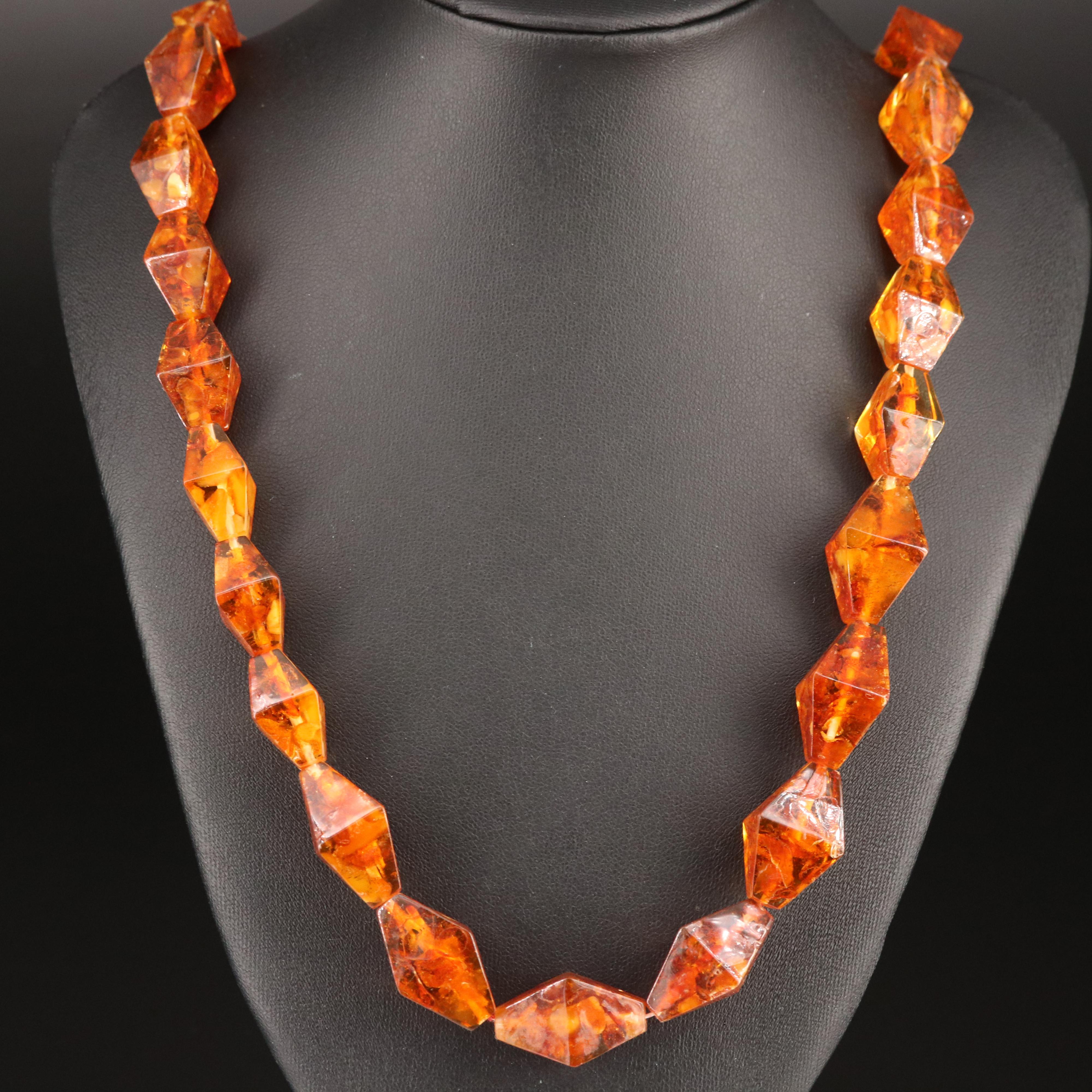 Graduated Bicone Amber Bead Necklace