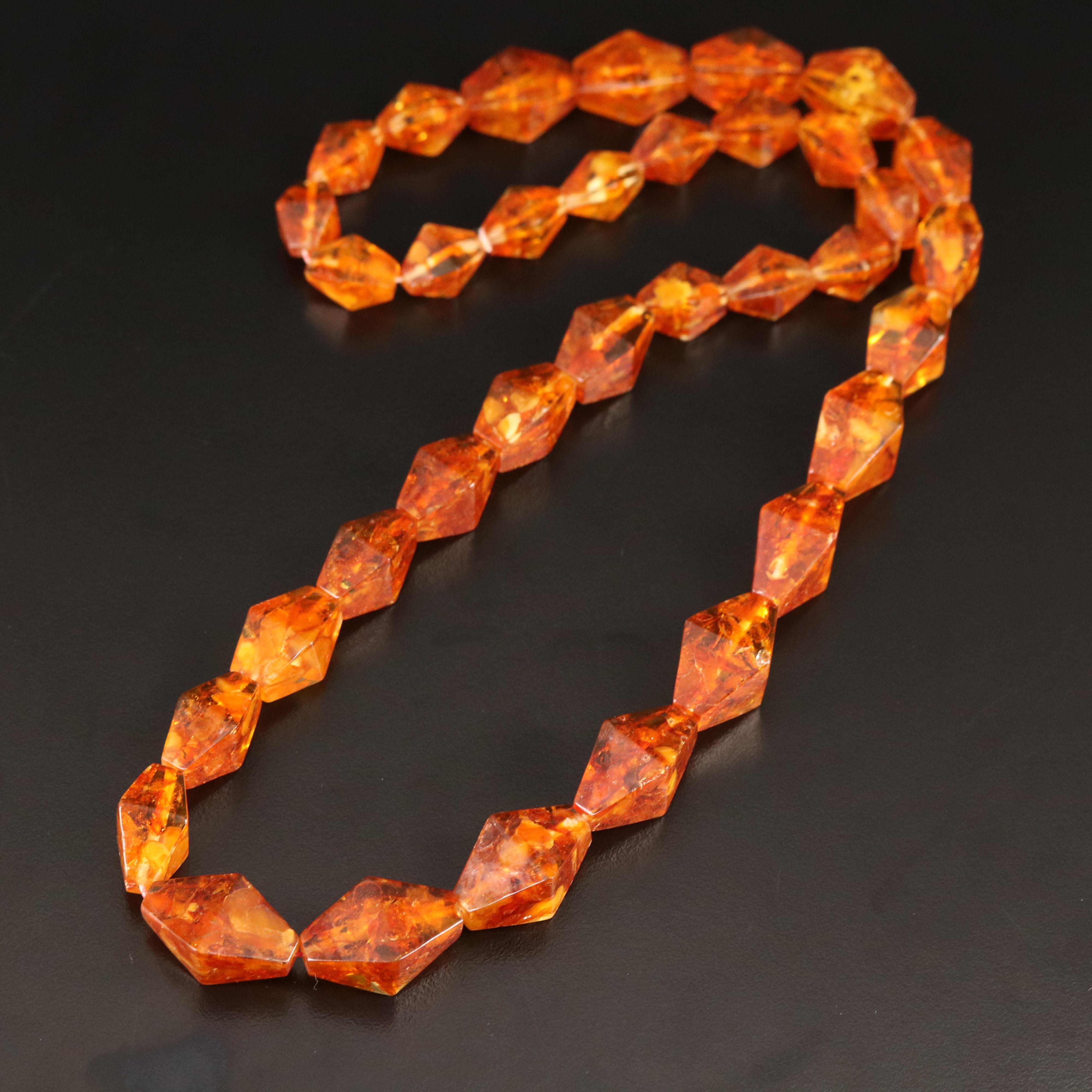Graduated Bicone Amber Bead Necklace