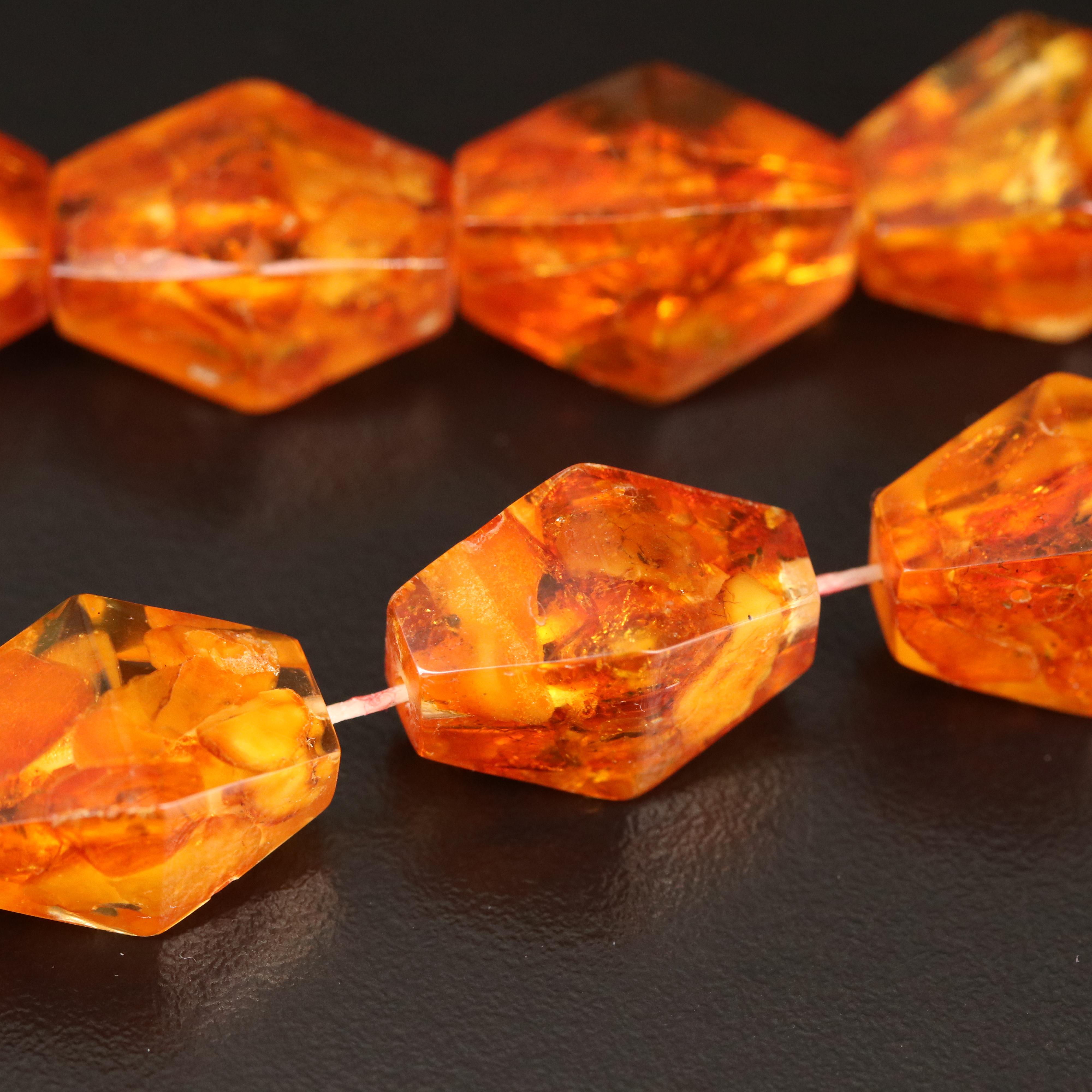 Graduated Bicone Amber Bead Necklace