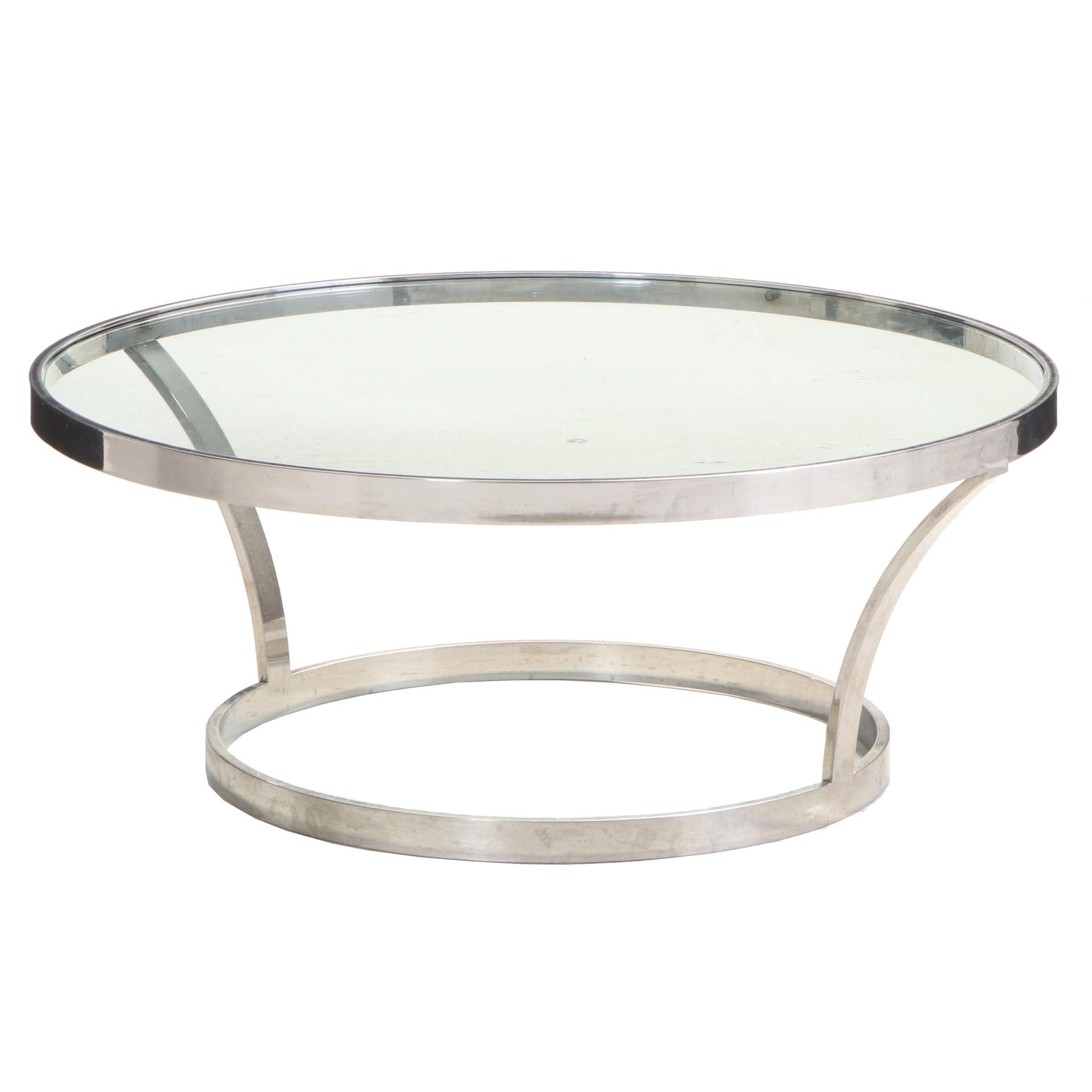 Contemporary Modern Glass Top Metal Coffee Table