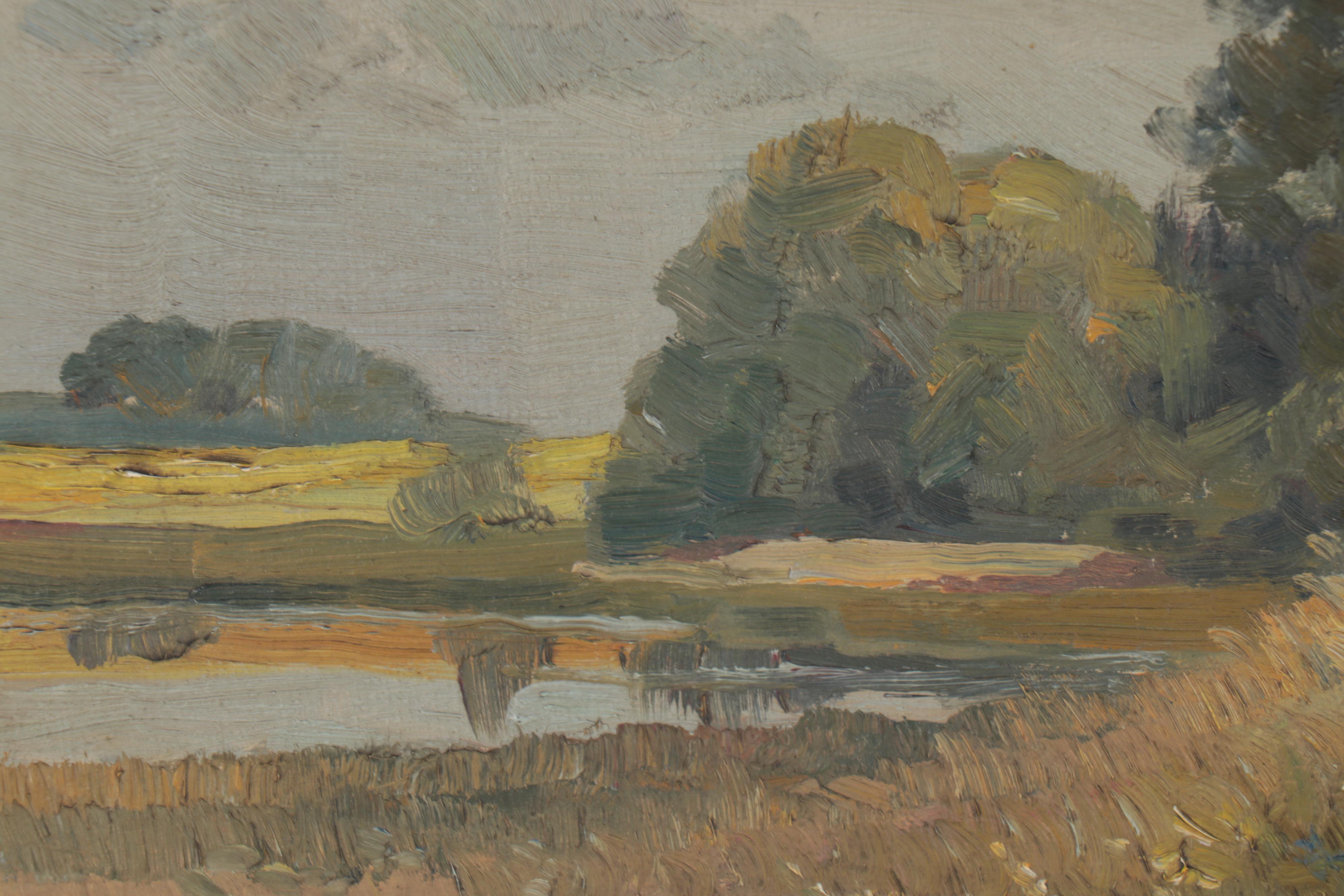 Aage Jacobsen Landscape Oil Painting, Early 20th Century