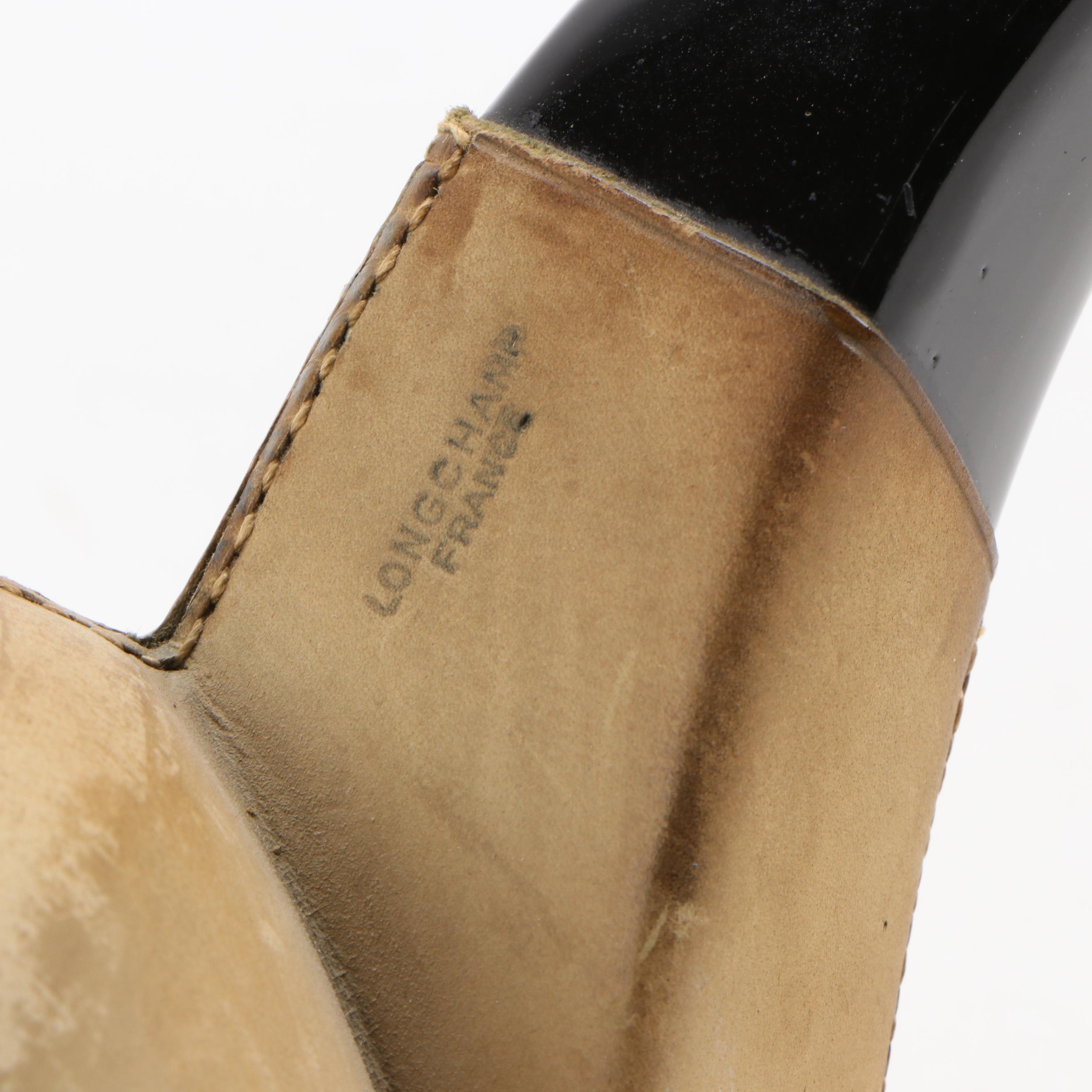 Longchamp Ceramic and Leather Covered Pipe Shaped Tobacco Jar, Mid-20th Century