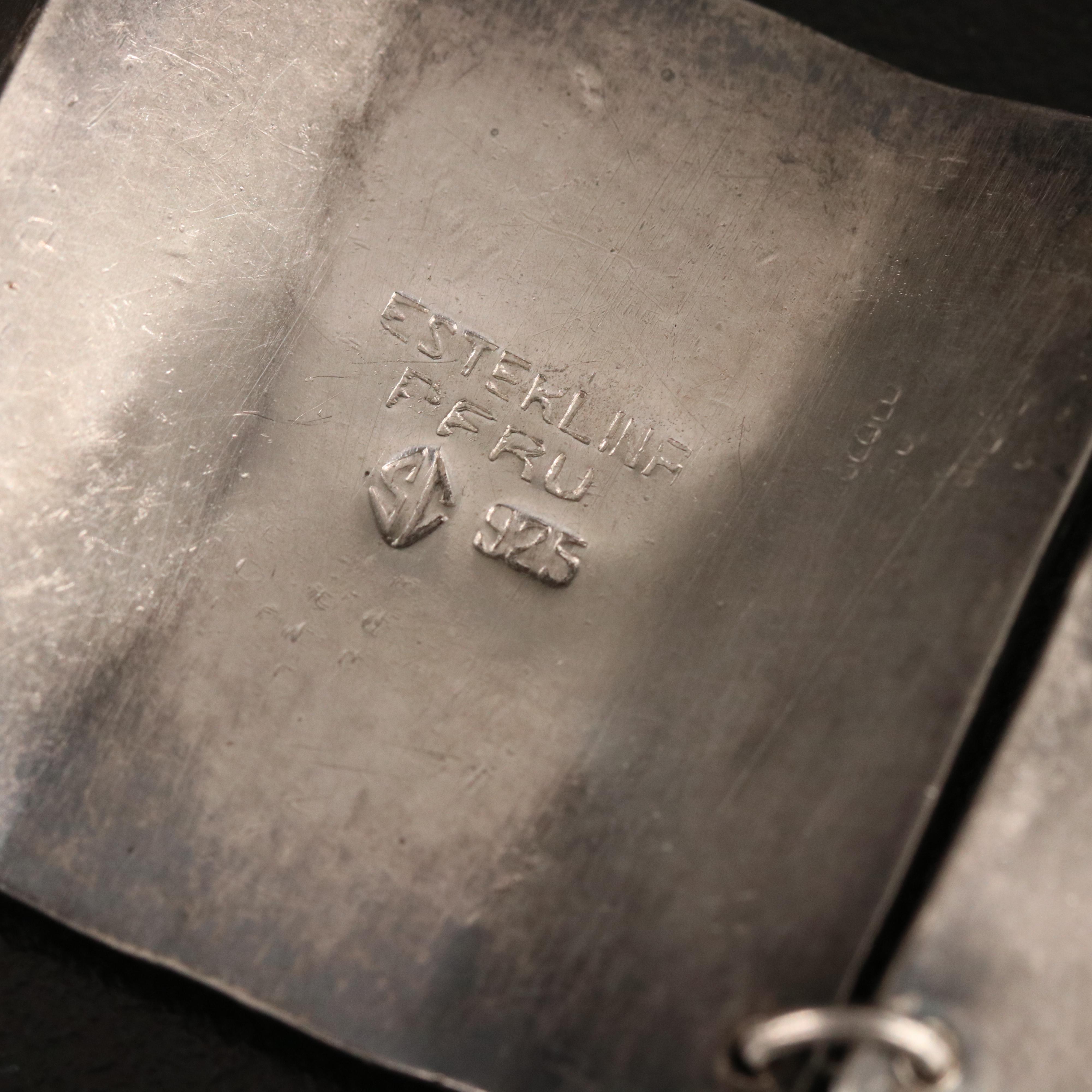 Vintage Peruvian Sterling Silver Panel Bracelet