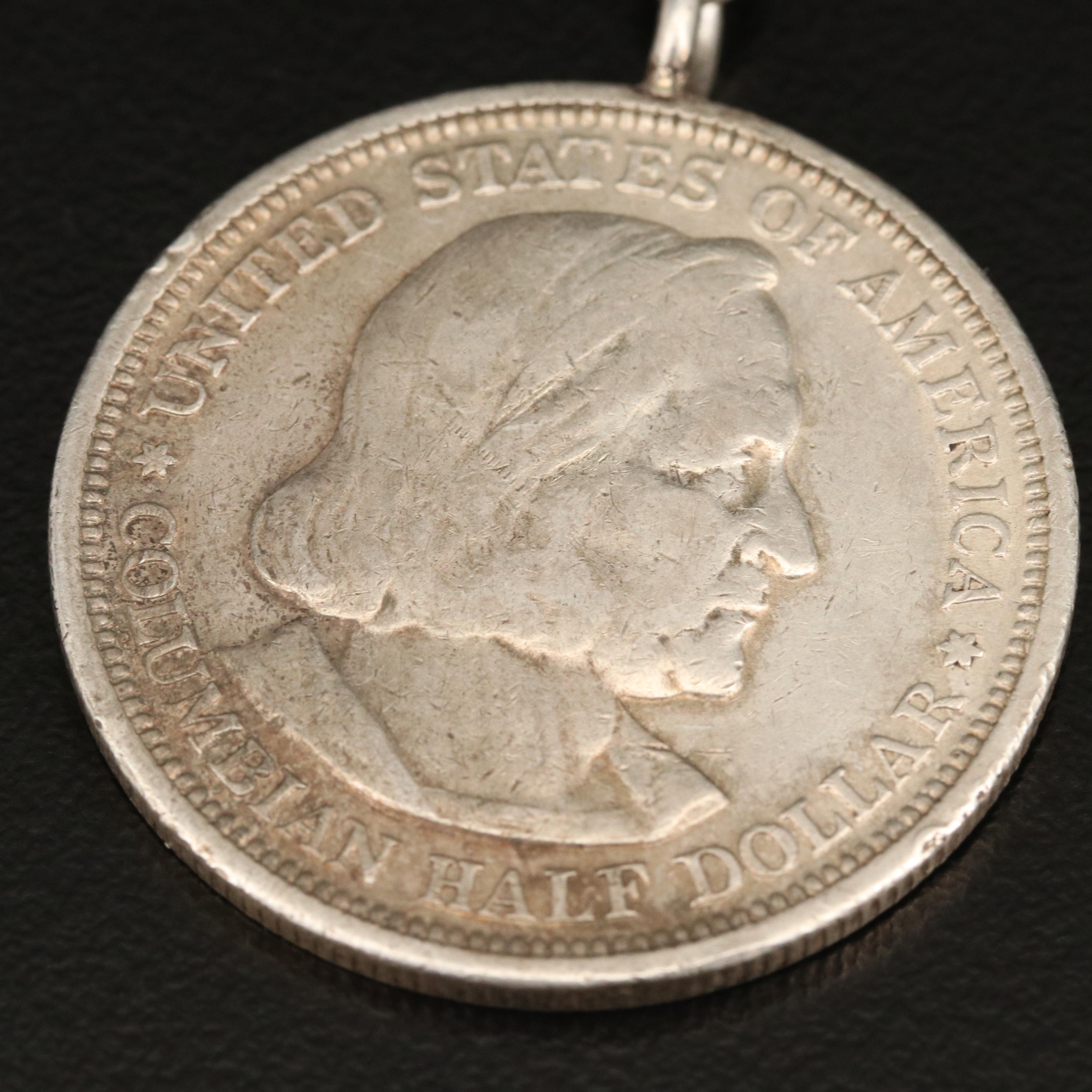 1893 Columbian Exposition Silver Half Dollar Pendant Bracelet