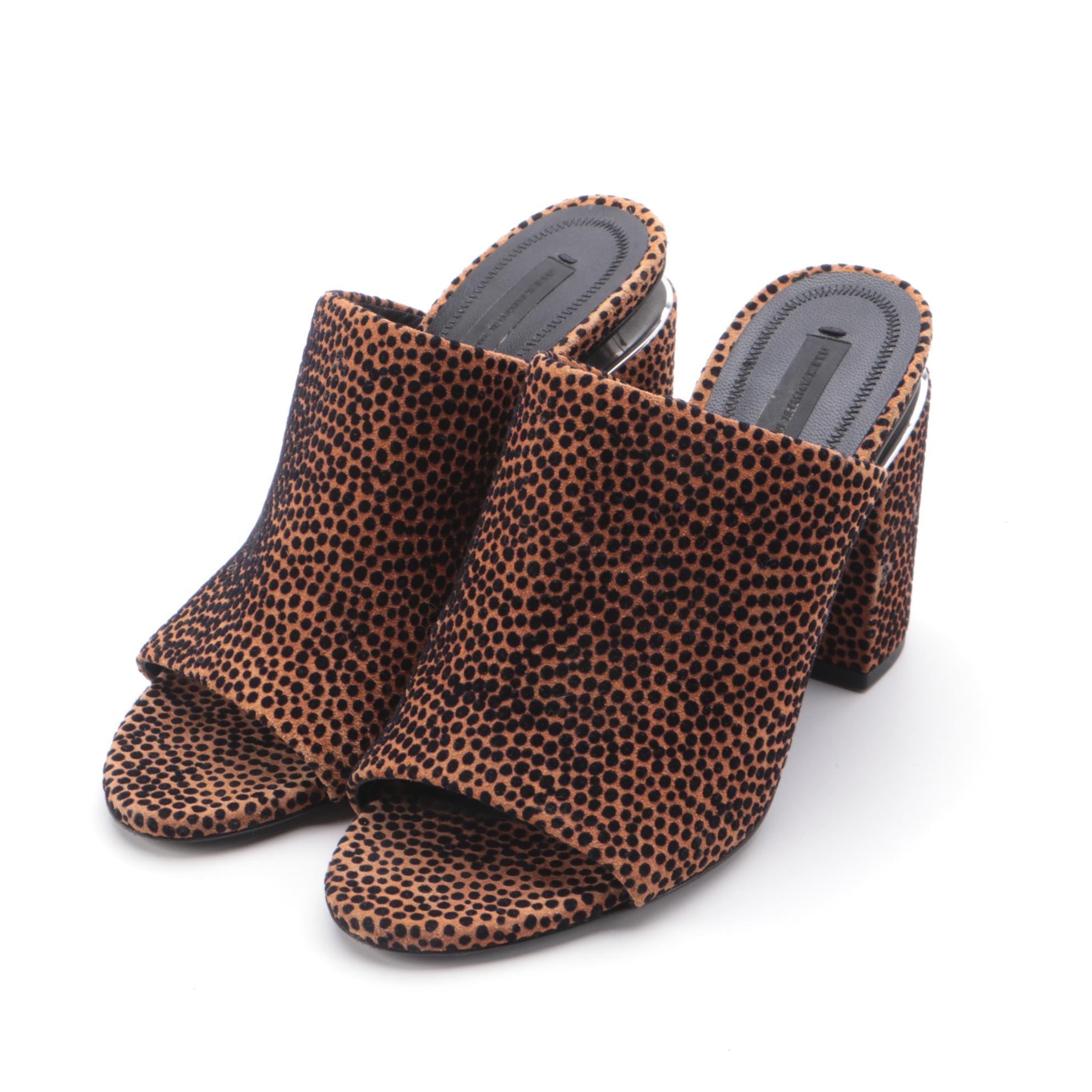 Alexander Wang Avery Flocked Suede and Christian Siriano Brocade Mules