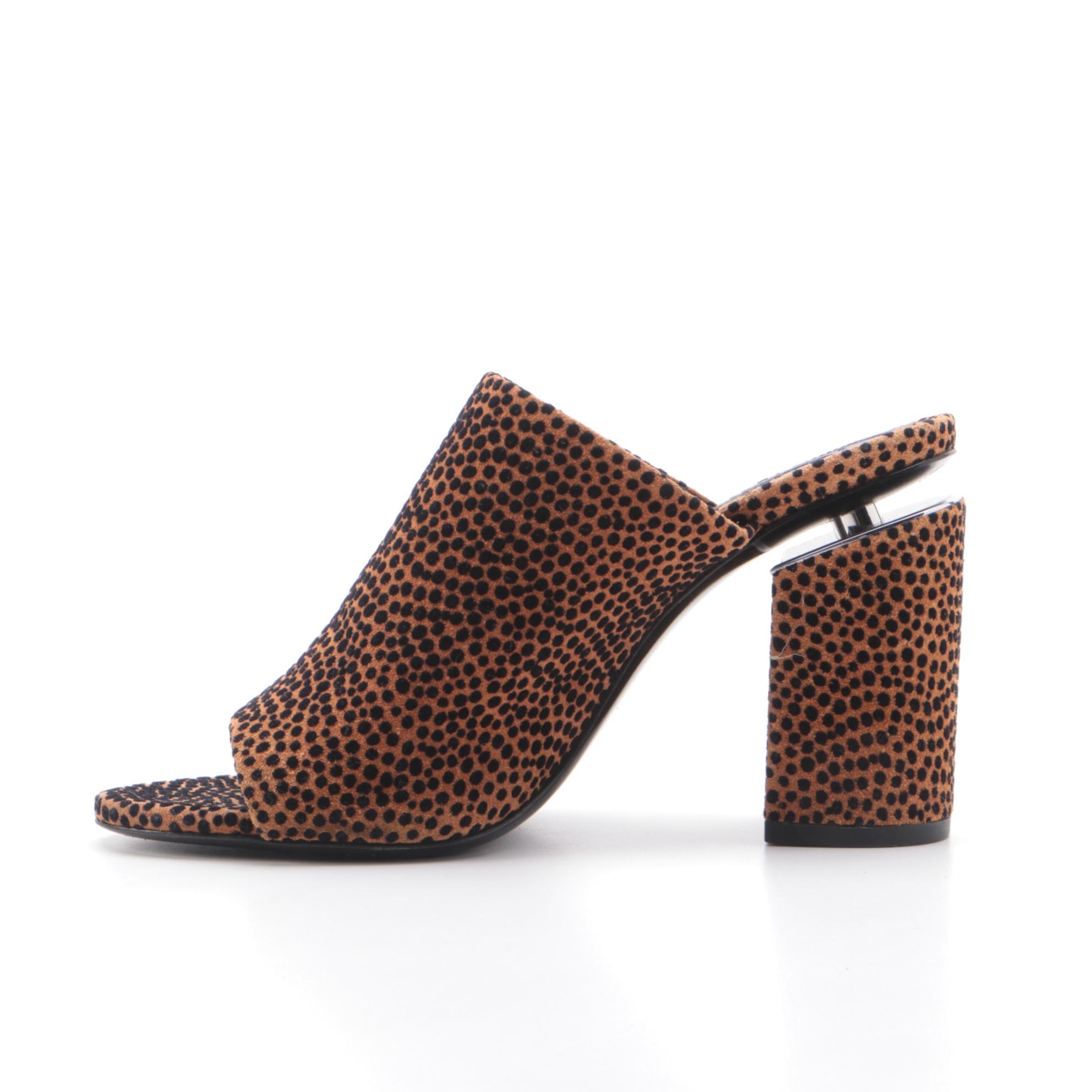 Alexander Wang Avery Flocked Suede and Christian Siriano Brocade Mules